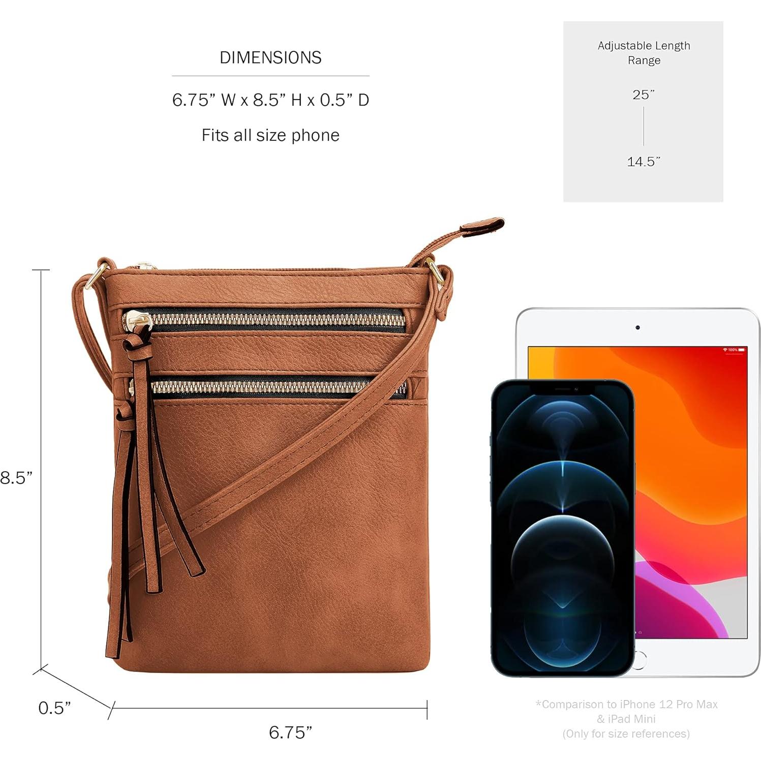 Bolsa de Hombro DELUXITY Cognac | Cuero Vegano | Mediana