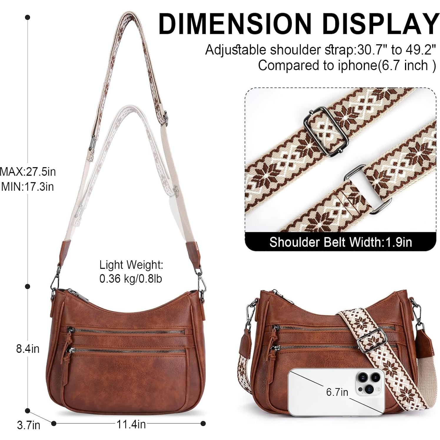 Bolso Cruzado de Cuero Vegano VIMUTI para Mujeres 29x9.5x21cm