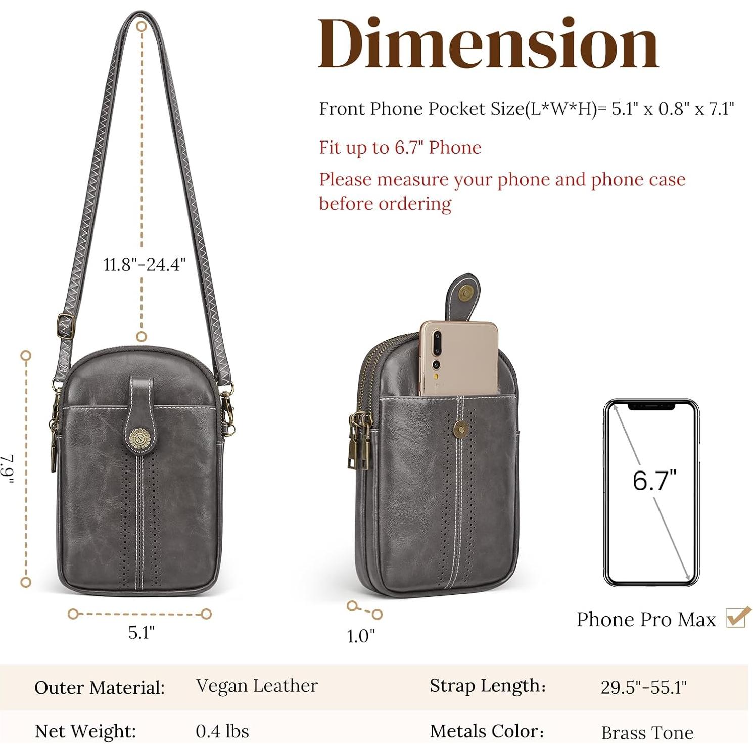 Bolsa Cruzada S-ZONE para Mujeres con Bloqueo RFID - Gris Oscuro