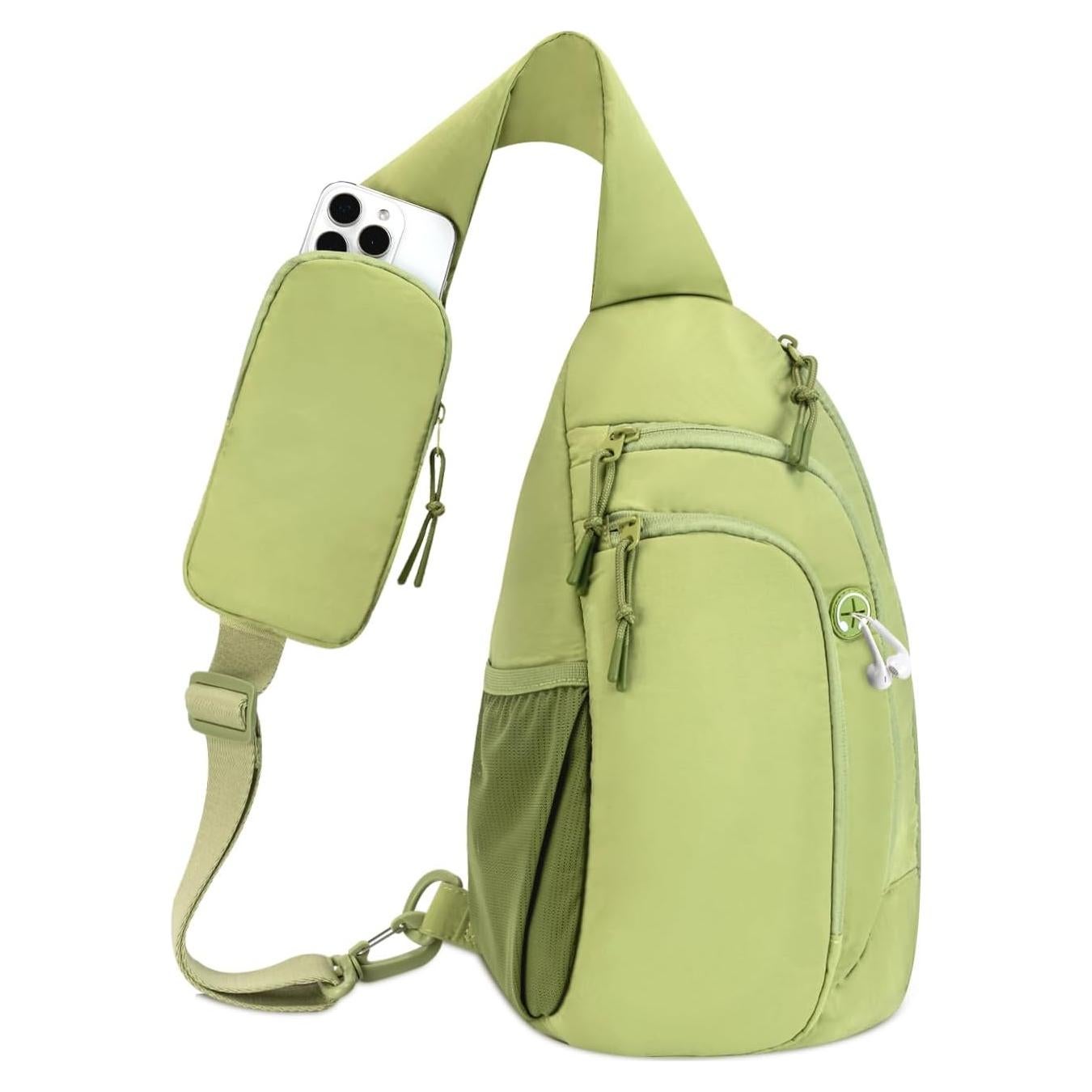 Bolso Bandolera de Nylon Verde para Mujeres con RFID y Correa Ajustable
