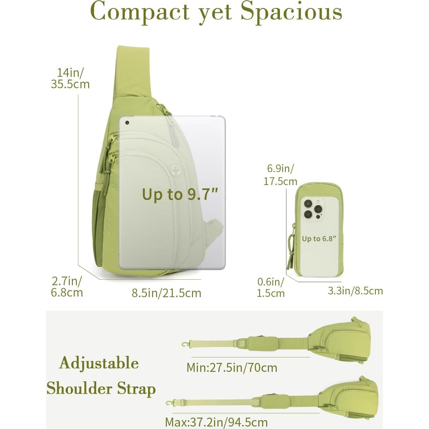 Bolso Bandolera de Nylon Verde para Mujeres con RFID y Correa Ajustable