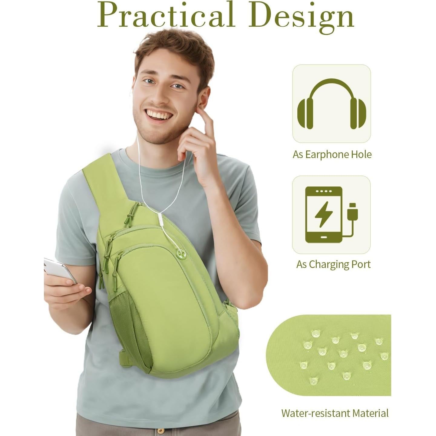 Bolso Bandolera de Nylon Verde para Mujeres con RFID y Correa Ajustable