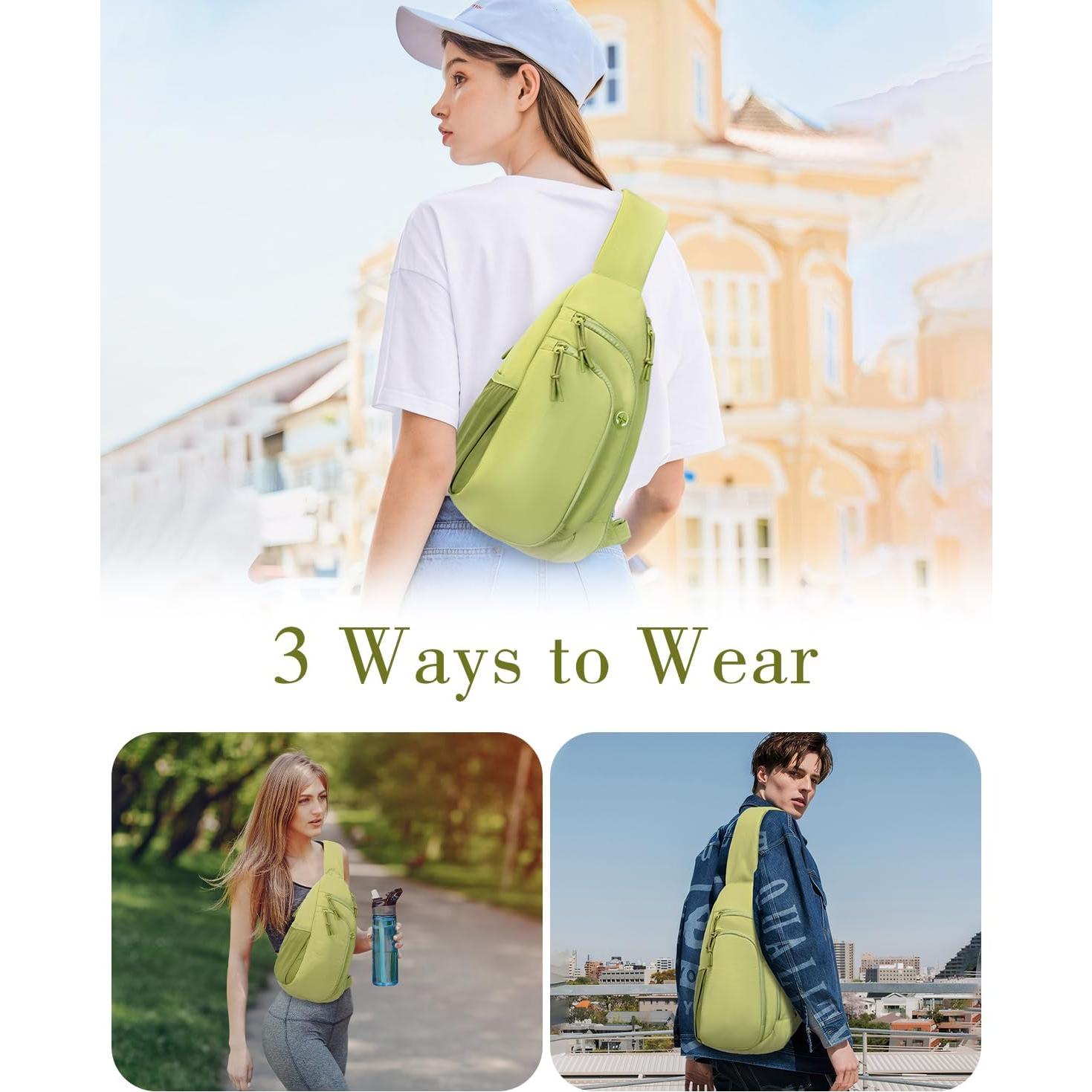 Bolso Bandolera de Nylon Verde para Mujeres con RFID y Correa Ajustable