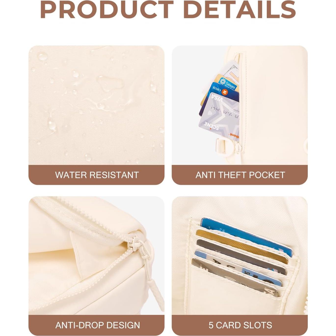 Bolsa Bandolera Cruzada CHOLISS Unisex Marfil 20x10x20cm