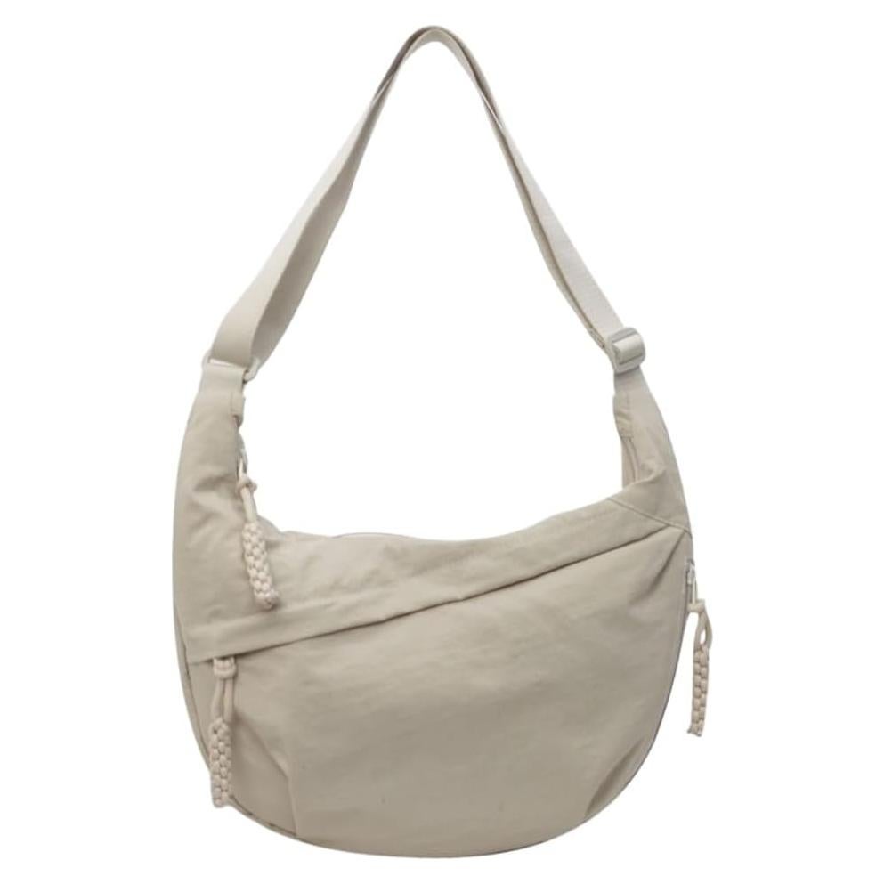 Bolso Cruzado de Nylon para Mujeres MadGrandeur Beige 34x22cm