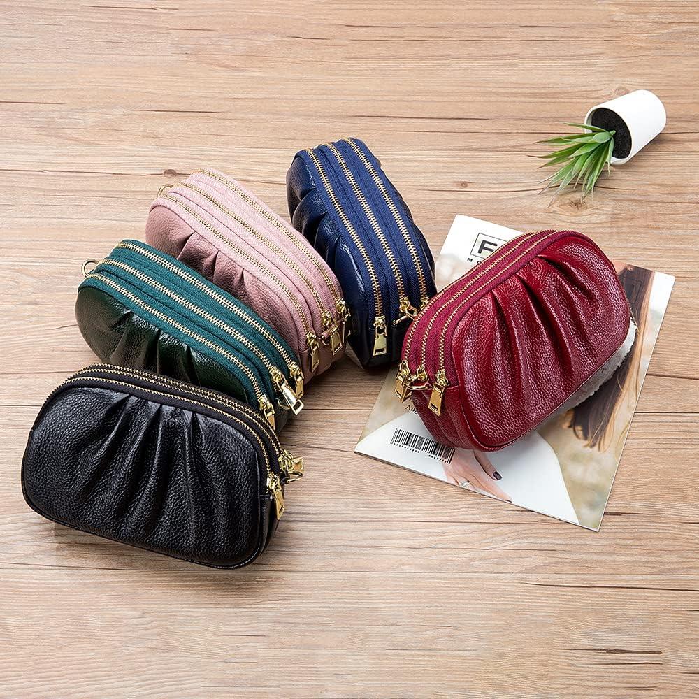 Bolso Cruzado Pequeño de Cuero Genuino para Mujeres Azul