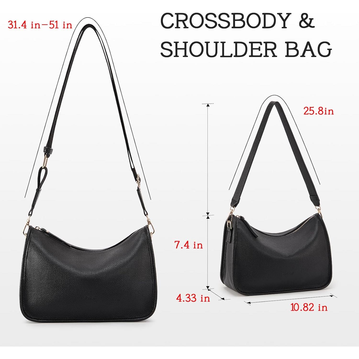 Bolso de hombro HKCLUF para mujeres de cuero vegano negro