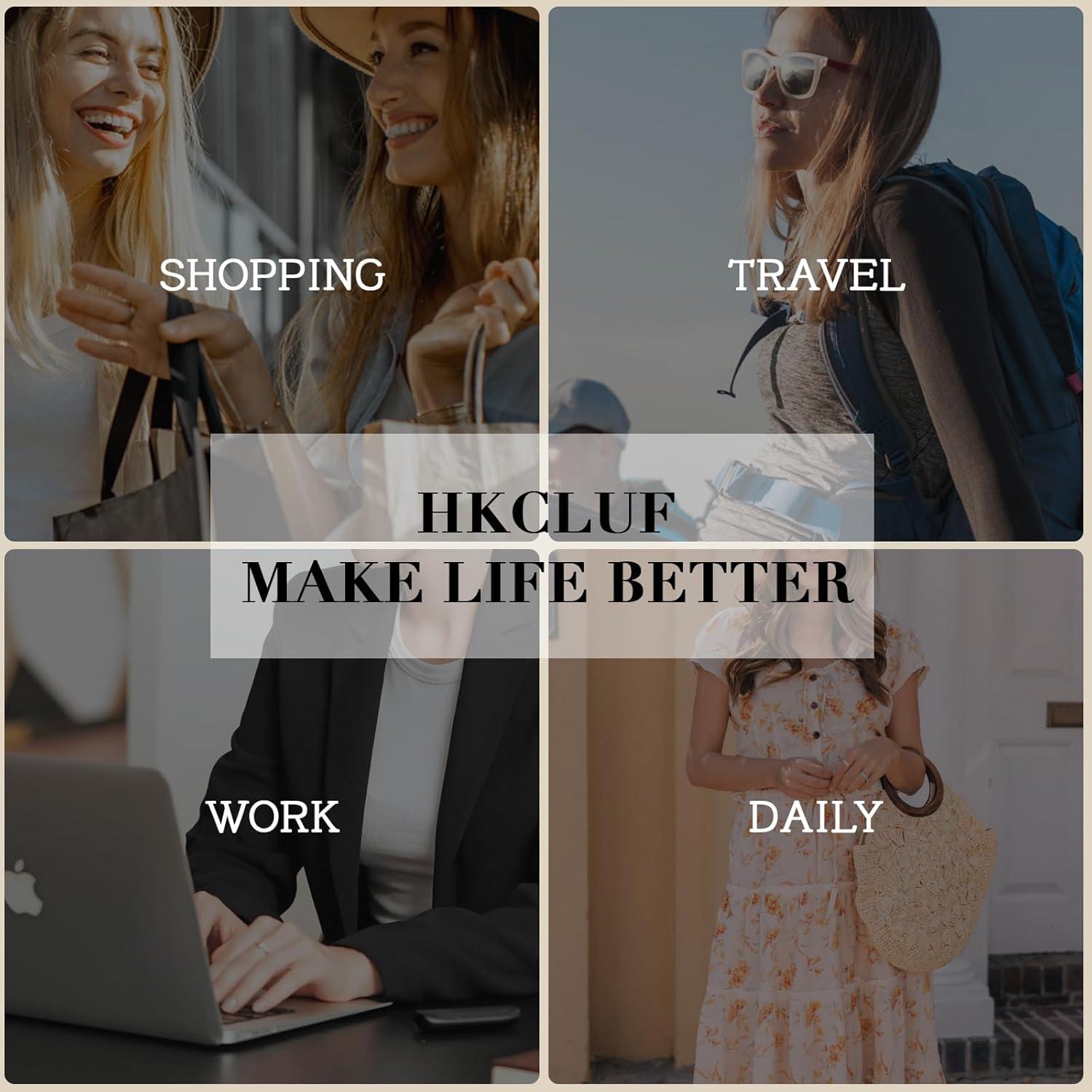 Bolso de hombro HKCLUF para mujeres de cuero vegano negro