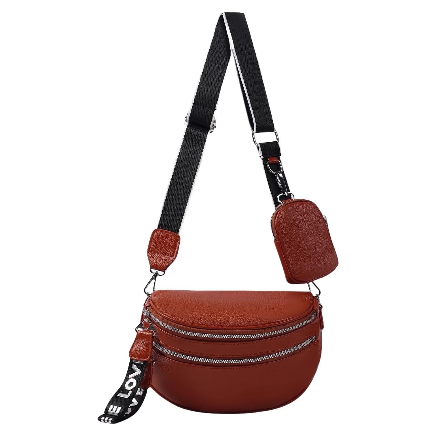 Riñonera Cruzada para Mujeres FFEDAYUN Marrón con Correa Ajustable