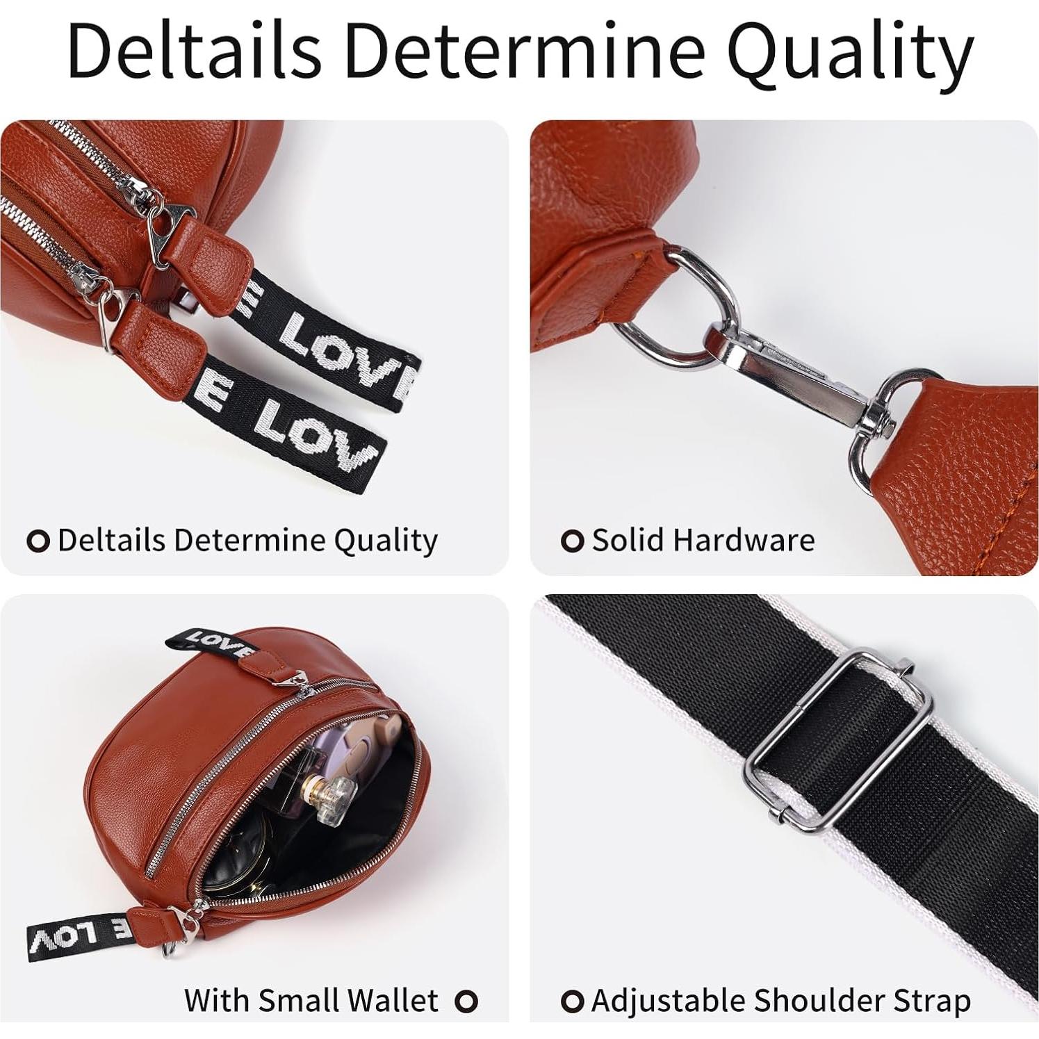 Riñonera Cruzada para Mujeres FFEDAYUN Marrón con Correa Ajustable