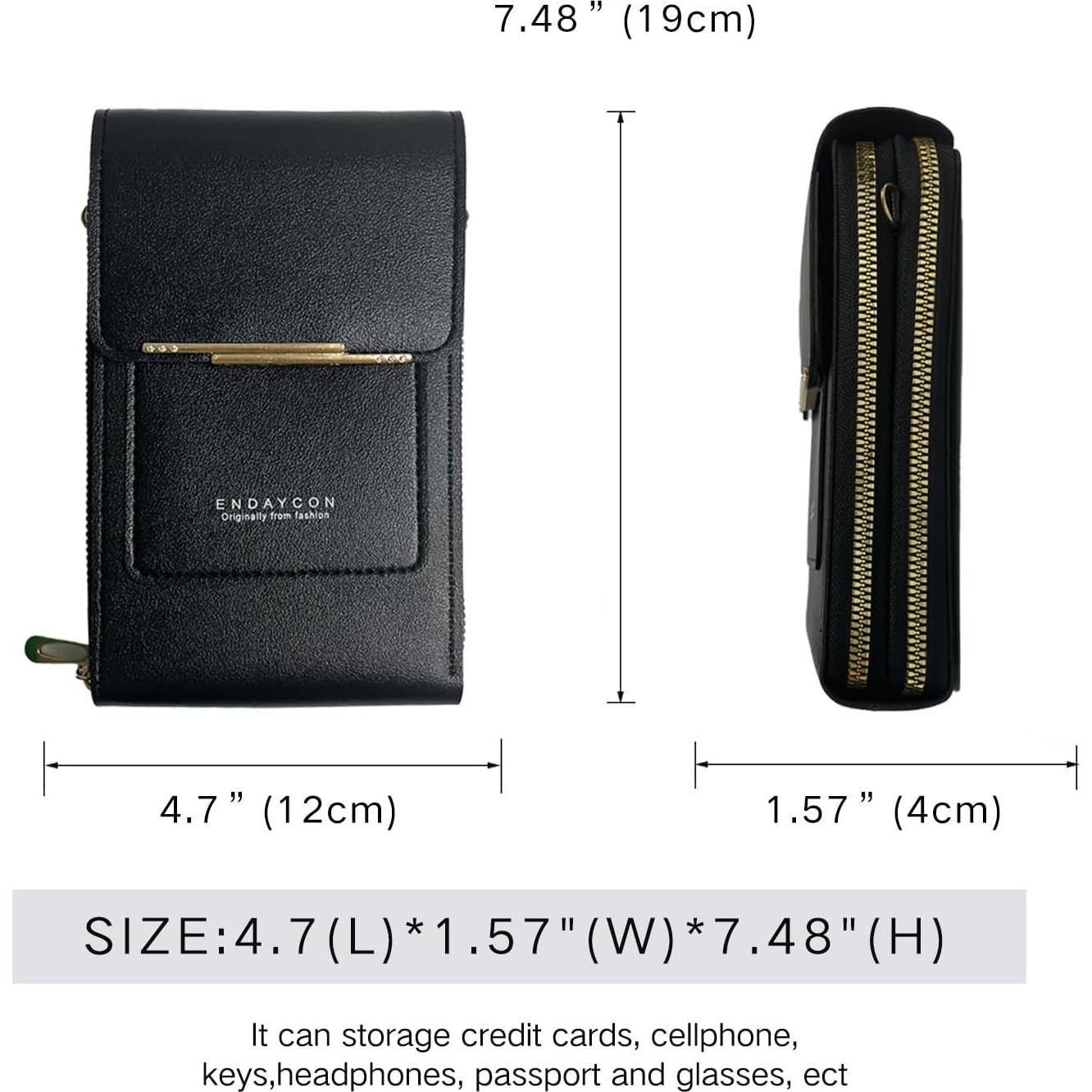 Bolso Cruzado Pequeño de Cuero Sintético para Mujeres - Negro