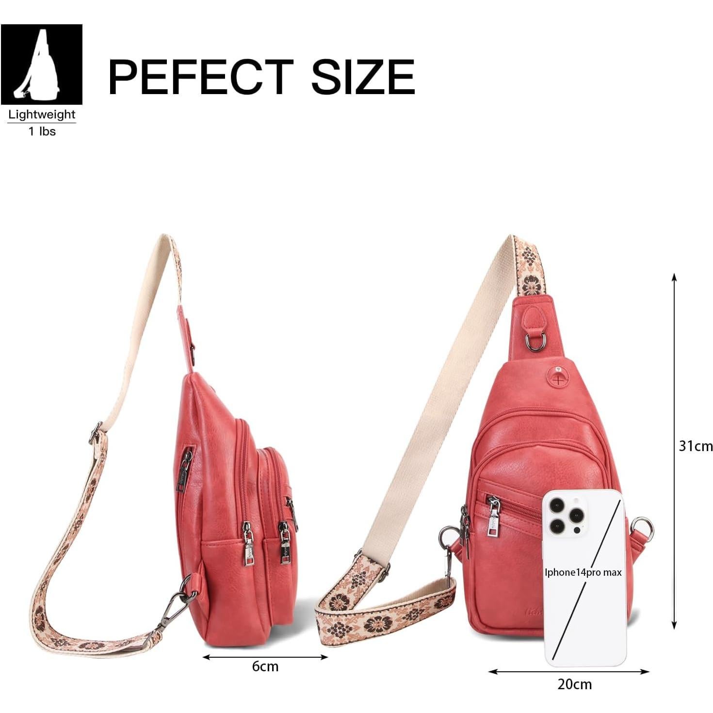 Bolso Bandolera Cruzado para Mujeres Rojo 03 - Ligero y Duradero