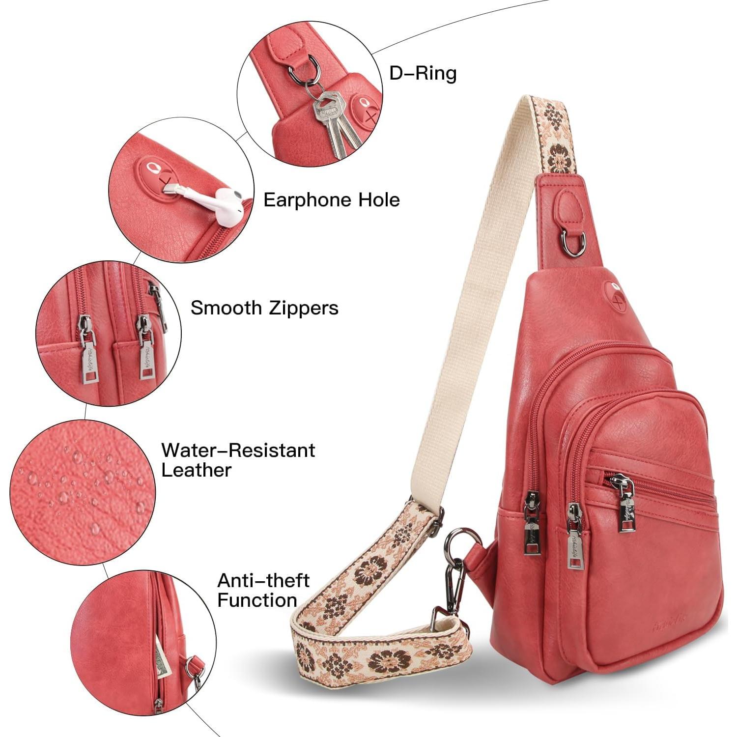 Bolso Bandolera Cruzado para Mujeres Rojo 03 - Ligero y Duradero
