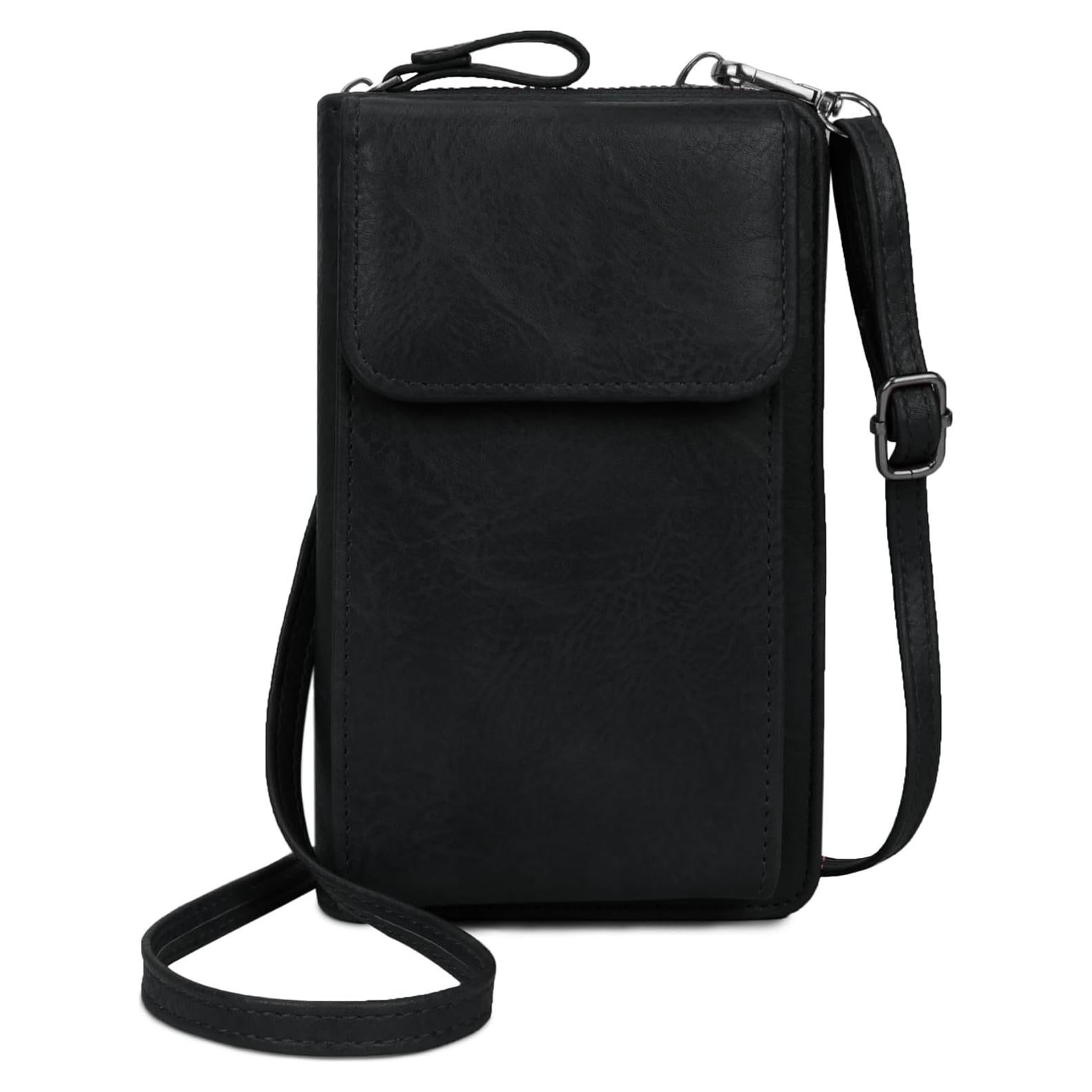Bolso cruzado de cuero sintético para celular mujer - Negro