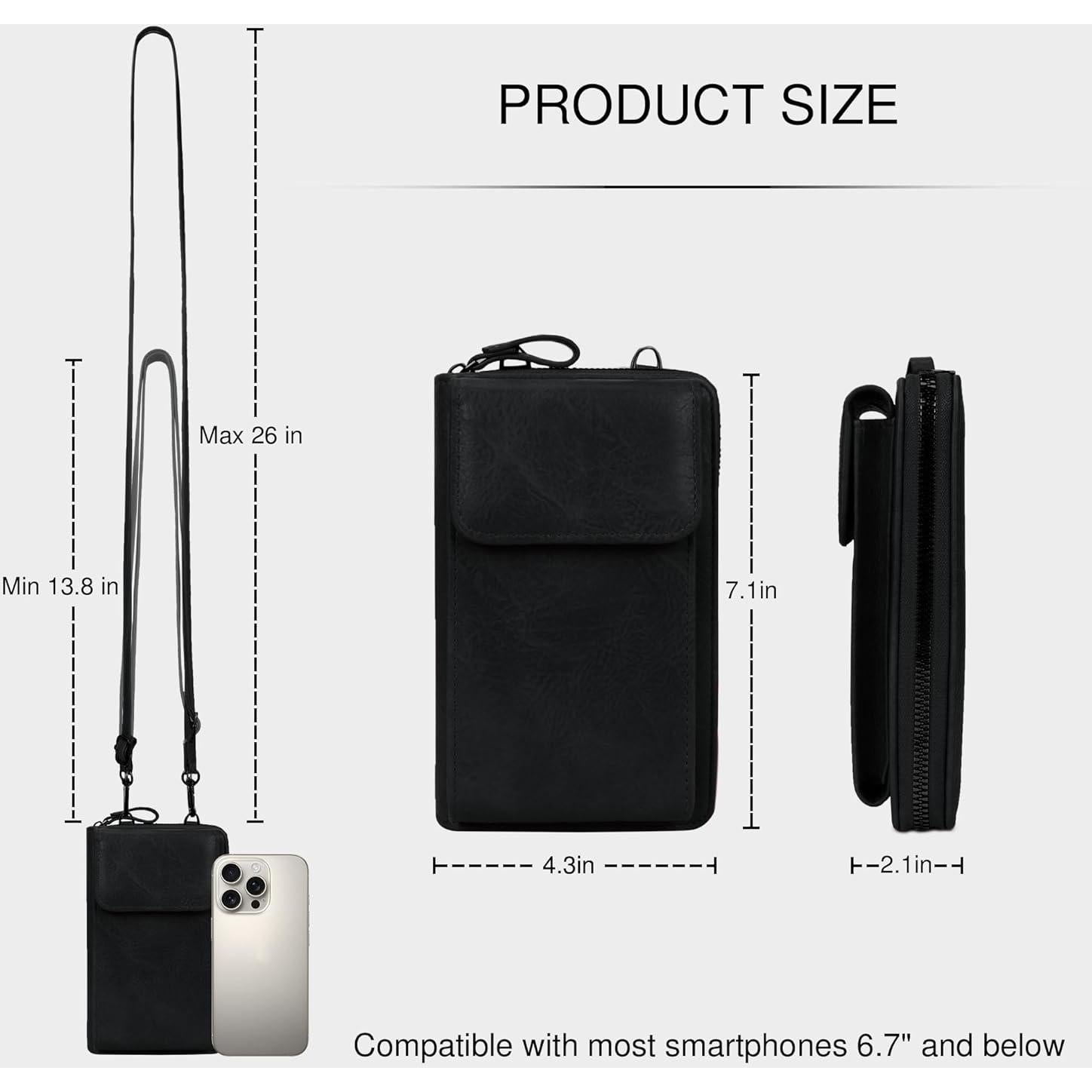 Bolso cruzado de cuero sintético para celular mujer - Negro