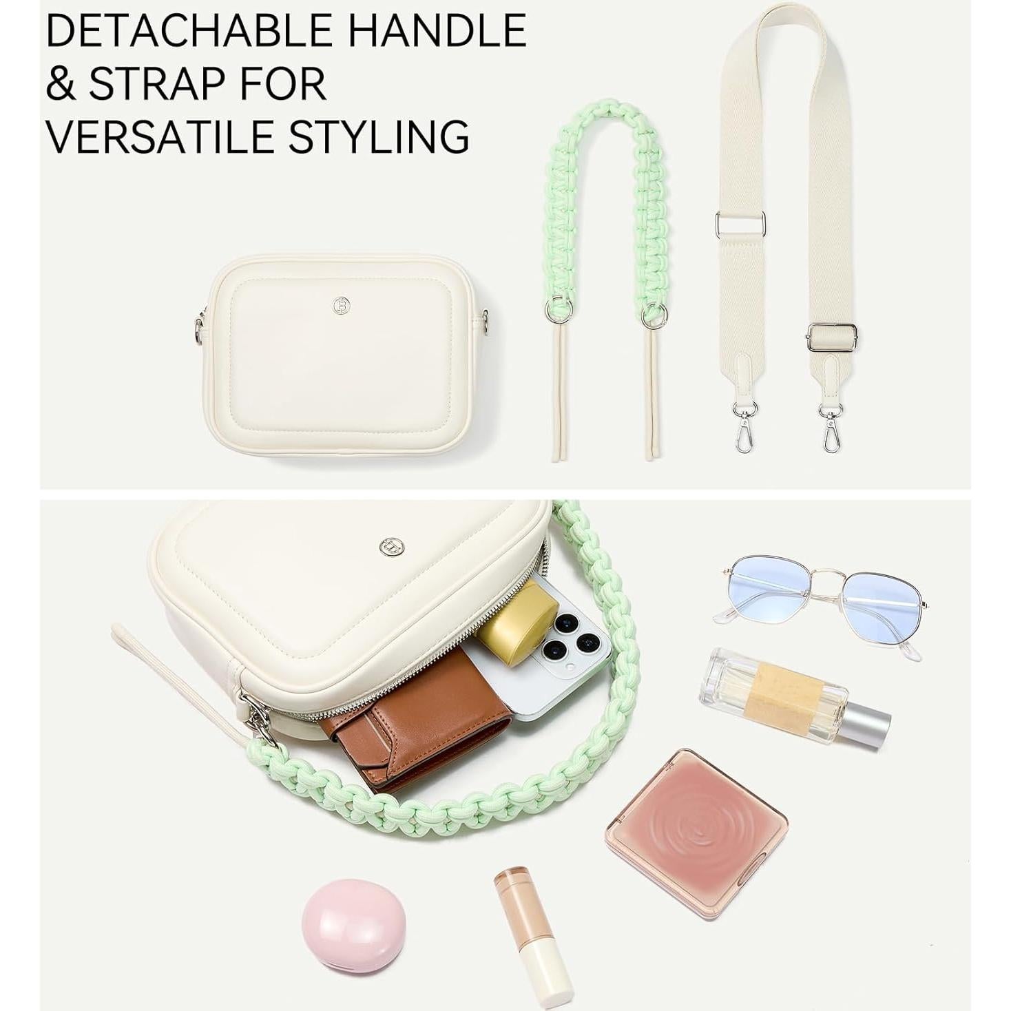 Bolso Cruzado BOSTANTEN de Cuero Vegano para Mujeres - Blanco y Beige