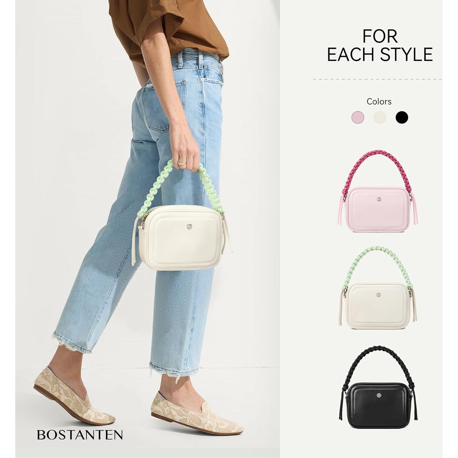 Bolso Cruzado BOSTANTEN de Cuero Vegano para Mujeres - Blanco y Beige