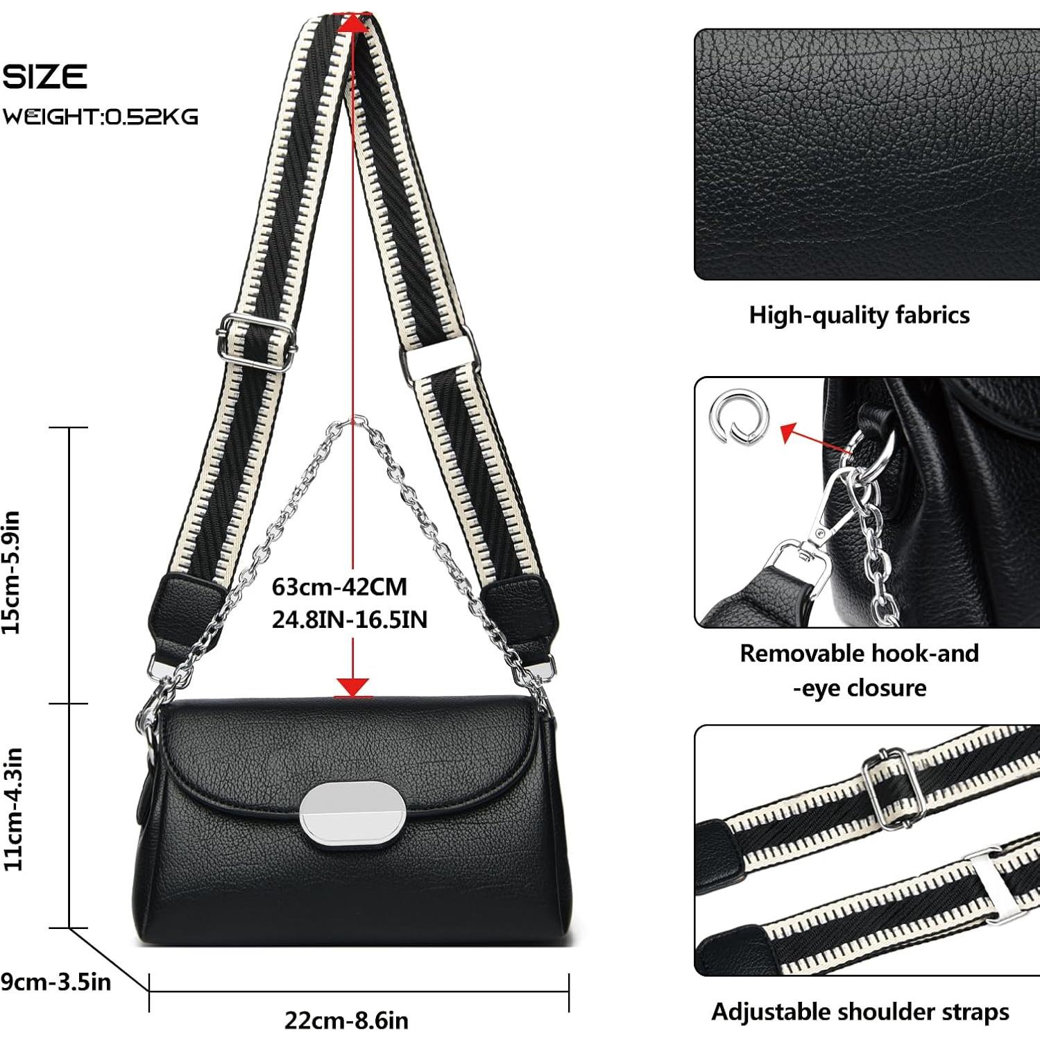 Bolsa Cruzada Eslcorri de Cuero para Mujeres - Blanco - 24.9x13x9.9 cm