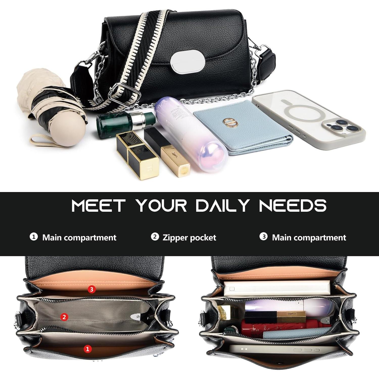 Bolsa Cruzada Eslcorri de Cuero para Mujeres - Blanco - 24.9x13x9.9 cm