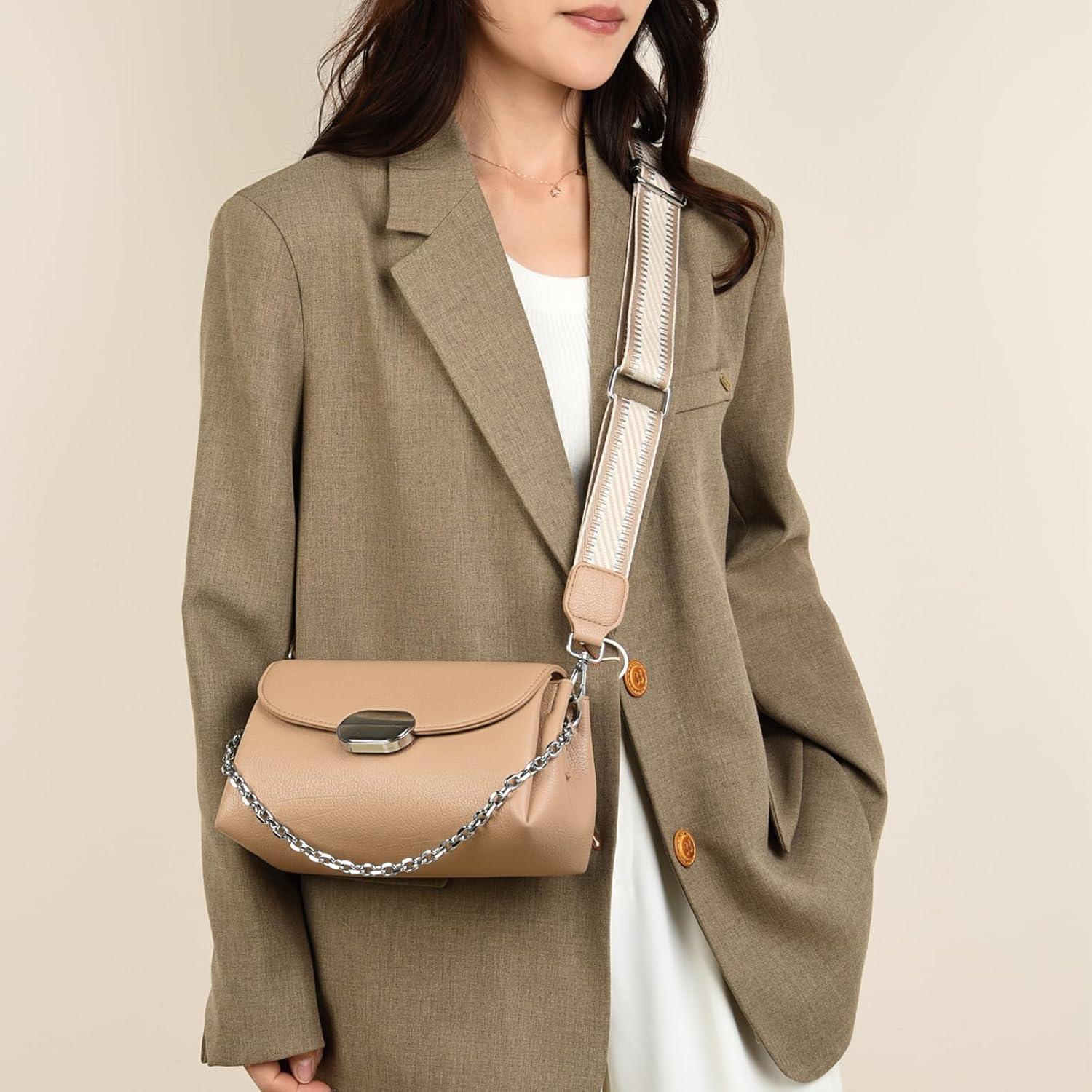 Bolsa Cruzada Eslcorri de Cuero para Mujeres - Blanco - 24.9x13x9.9 cm