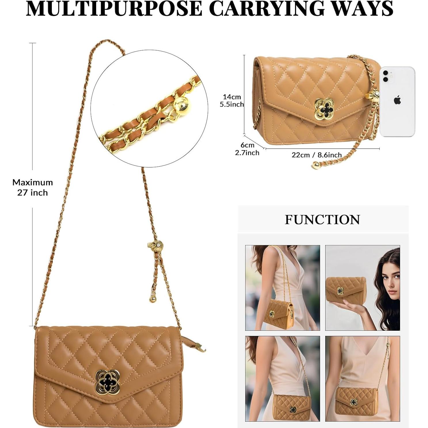 Bolso de cuero cruzado ZWI-player marrón 21.8x13.7 cm