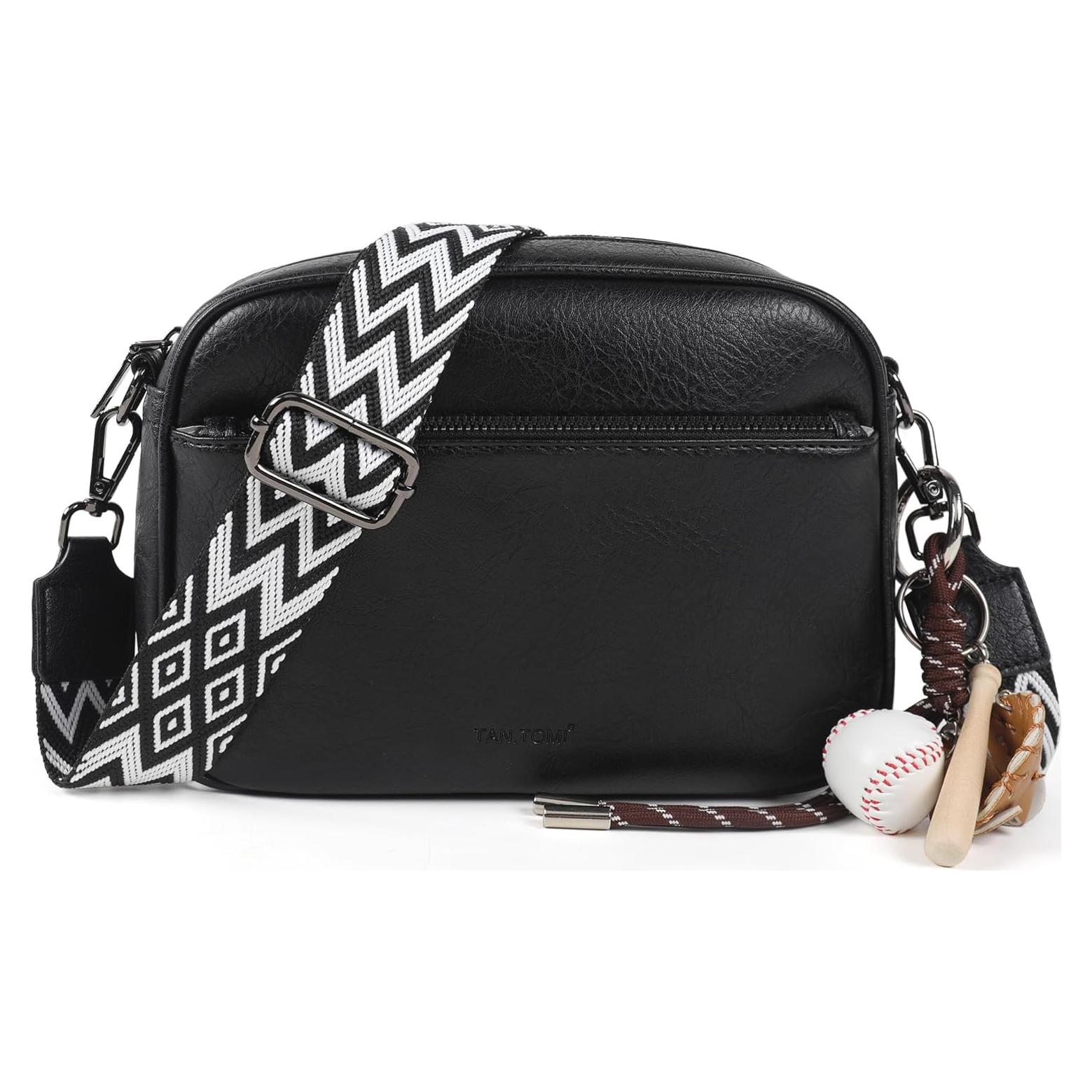 Bolso Cruzado TANTOMI para Mujeres de Cuero Vegano Negro 23x17x8cm