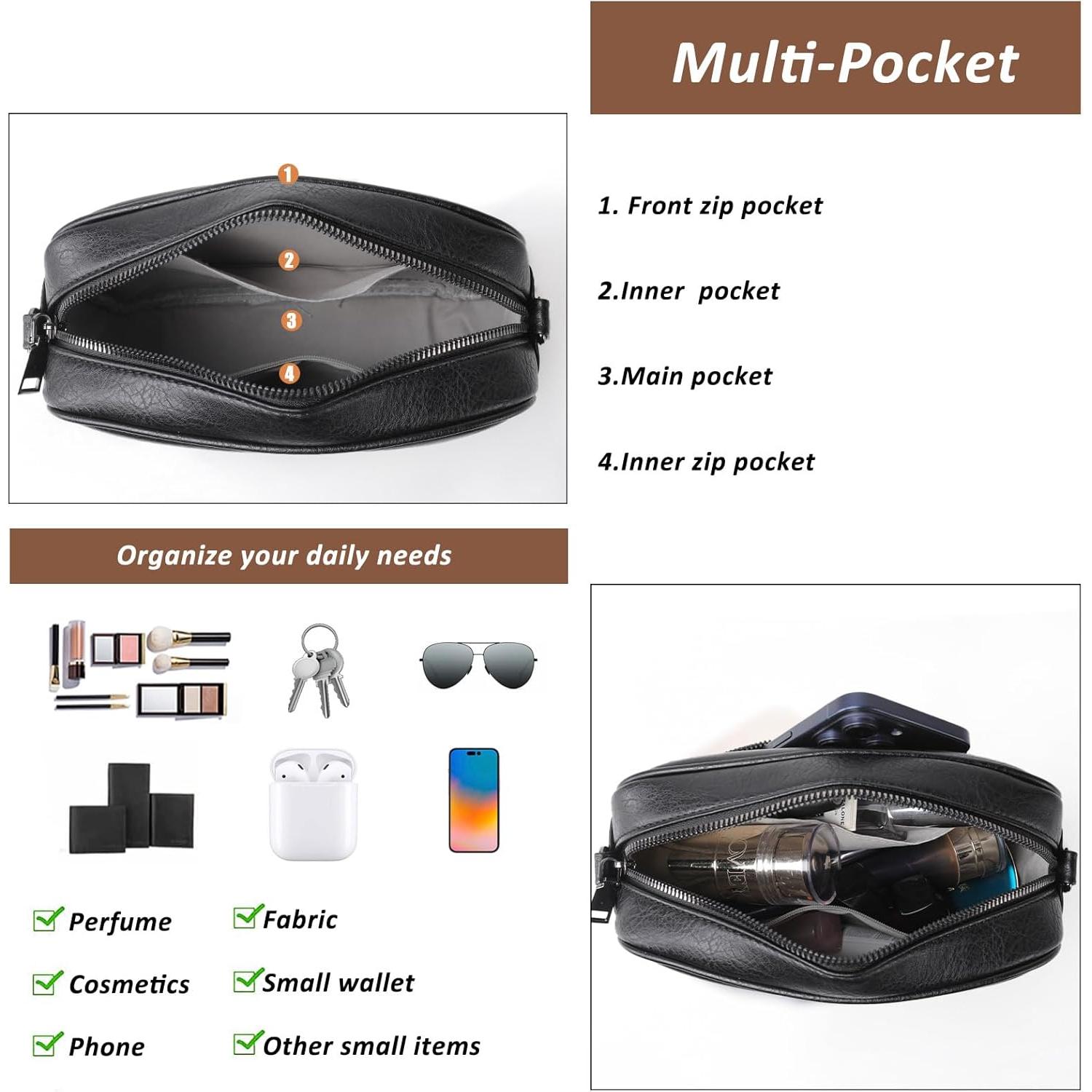 Bolso Cruzado TANTOMI para Mujeres de Cuero Vegano Negro 23x17x8cm