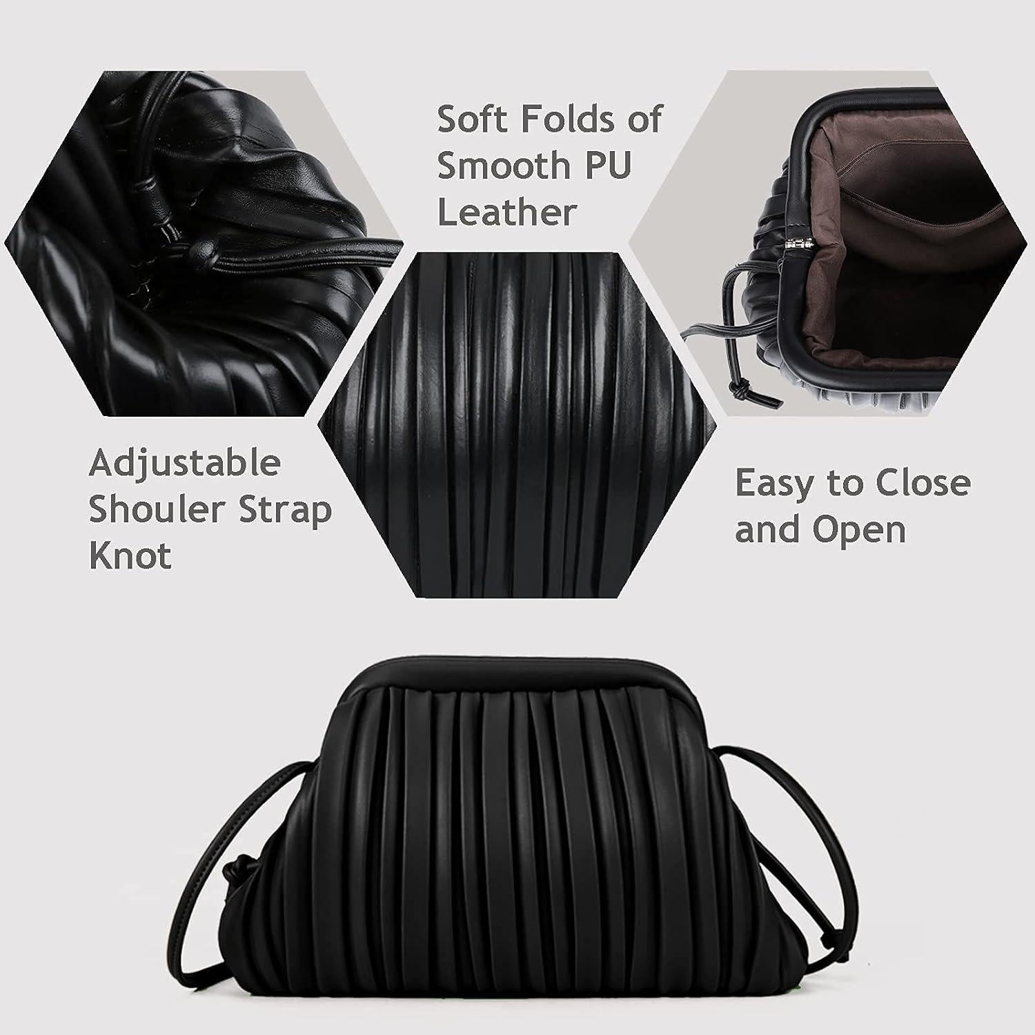 Bolso de Mano Glitzall Negro con Correa Desmontable 28x19cm