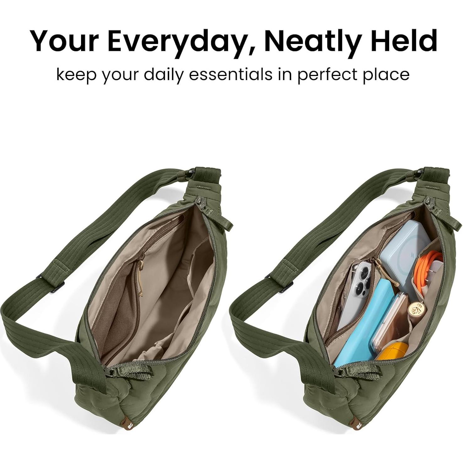 Bolsa Cruzada Acolchada tomtoc 3.5L Verde para Mujeres