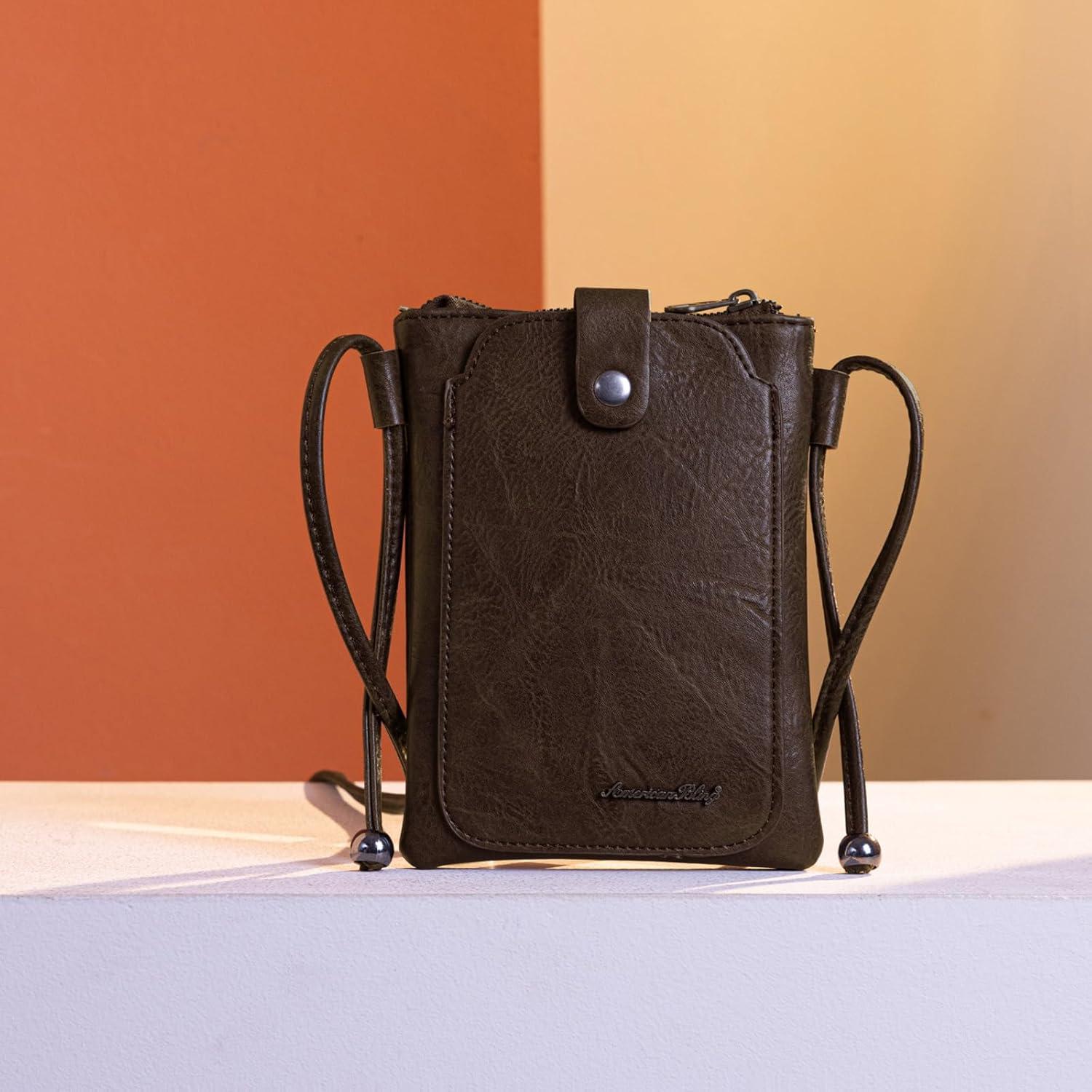 Cartera Cruzada Montana West para Mujeres con Flecos Café