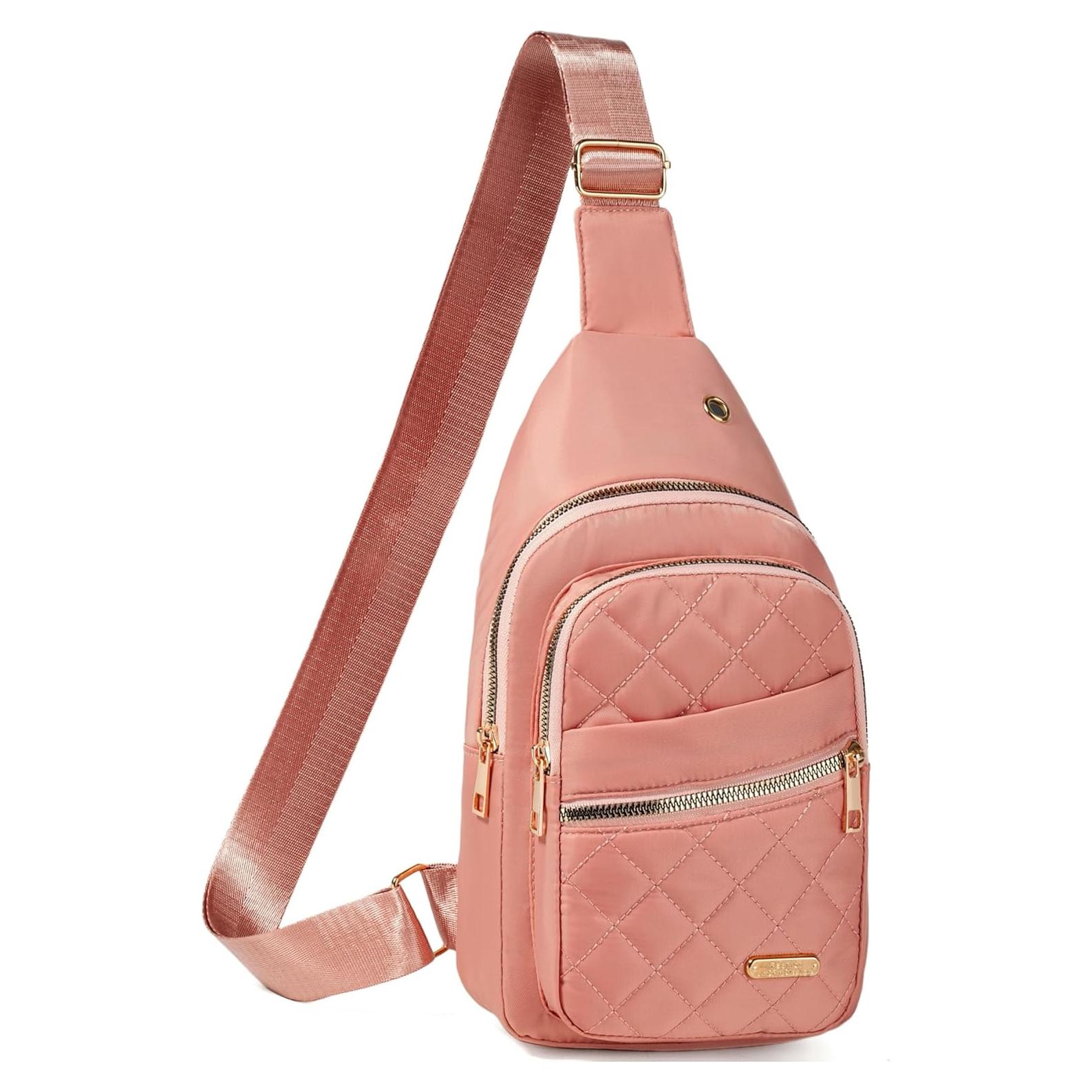 Mochila Bandolera Cruzada Rosa para Mujeres - Poliester Impermeable