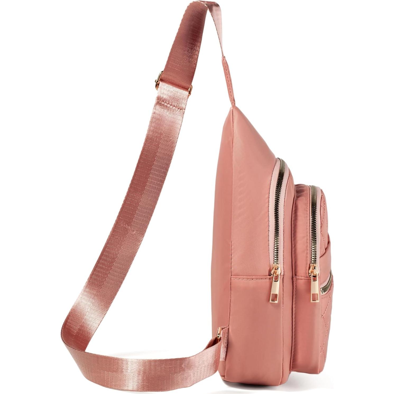 Mochila Bandolera Cruzada Rosa para Mujeres - Poliester Impermeable