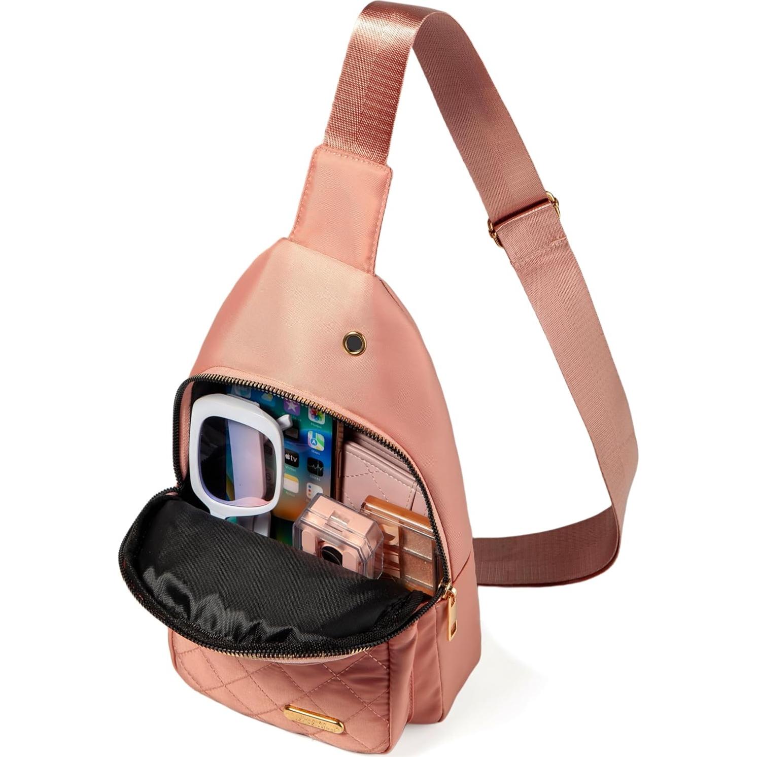 Mochila Bandolera Cruzada Rosa para Mujeres - Poliester Impermeable