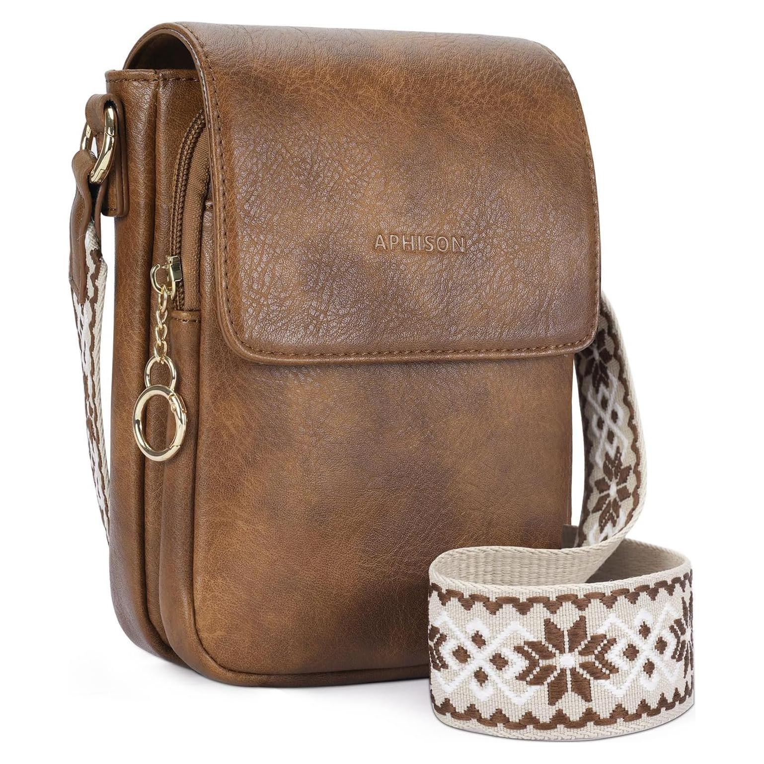 Bolso Cruzado de Cuero APHISON para Mujer con Ranuras para Tarjetas