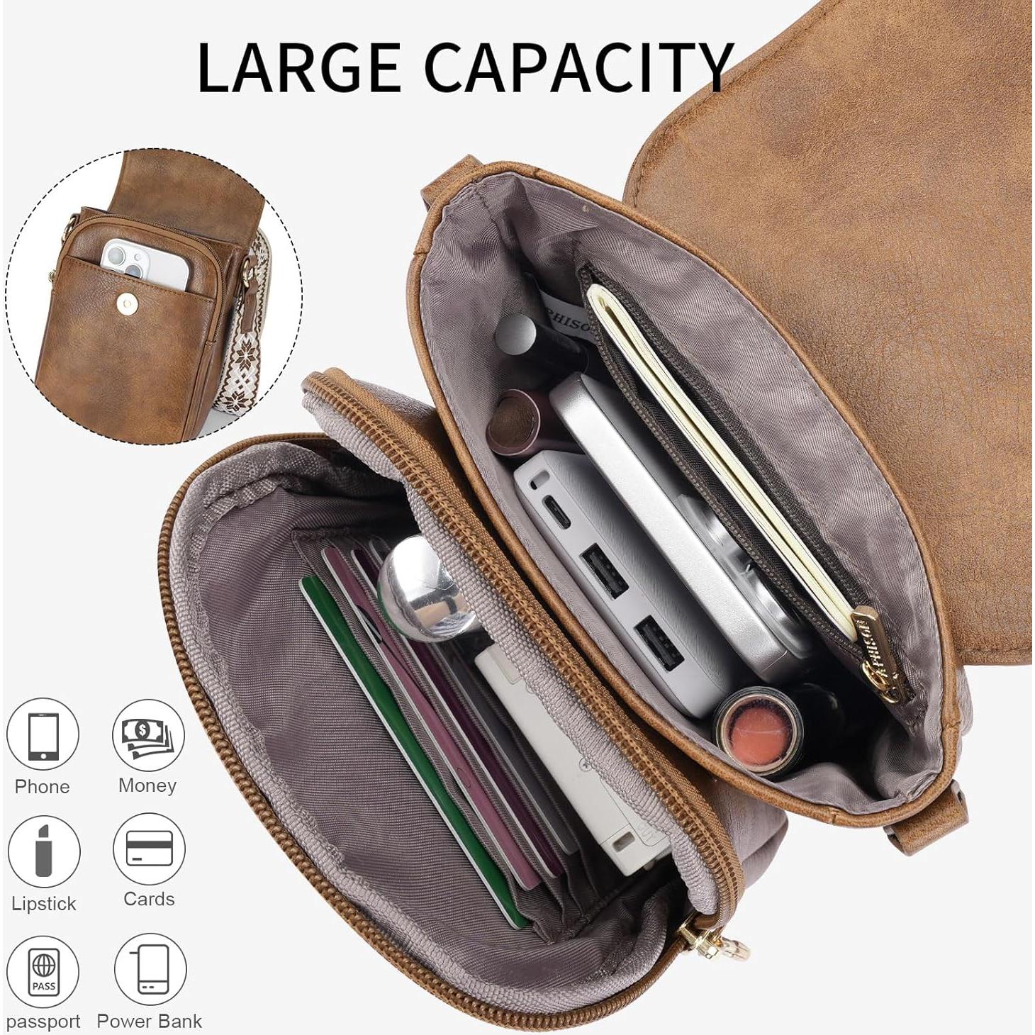 Bolso Cruzado de Cuero APHISON para Mujer con Ranuras para Tarjetas