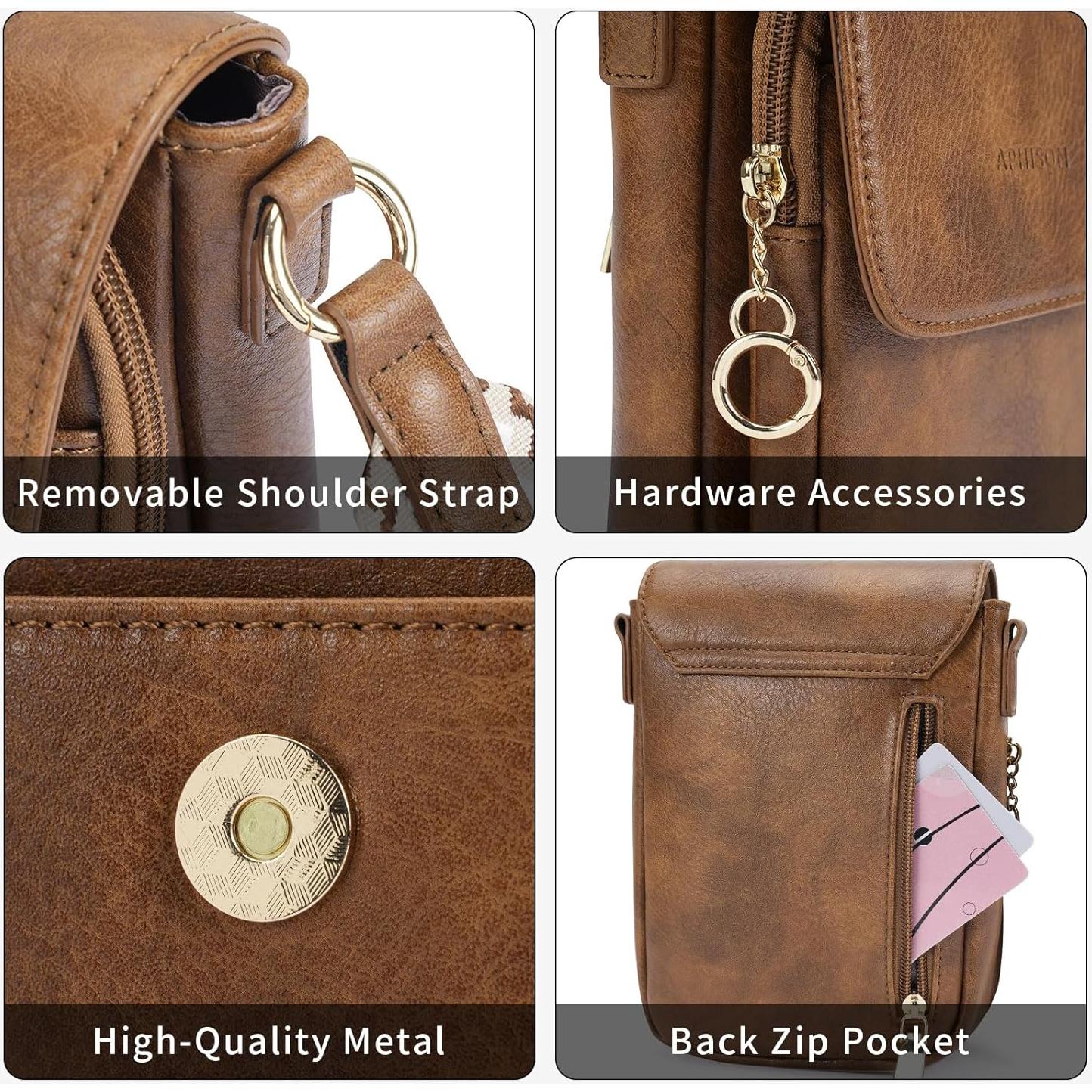 Bolso Cruzado de Cuero APHISON para Mujer con Ranuras para Tarjetas