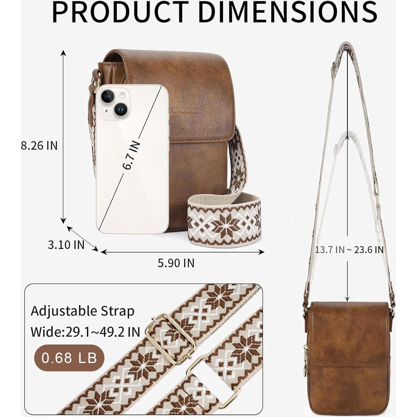 Bolso Cruzado de Cuero APHISON para Mujer con Ranuras para Tarjetas