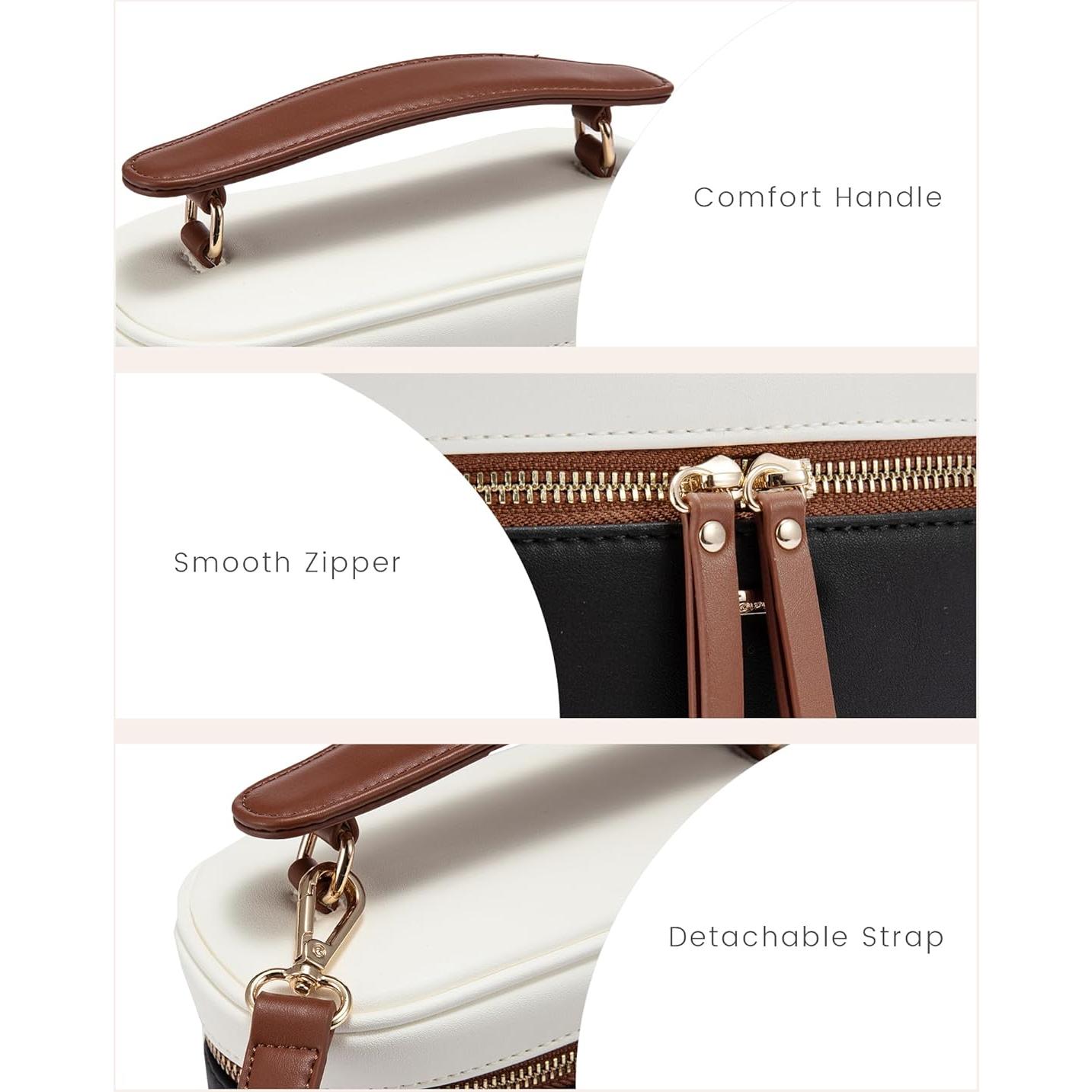 Bolso Cruzado LOVEVOOK para Mujer - Cuero PU, 20 cm, Negro-Blanco-Marrón