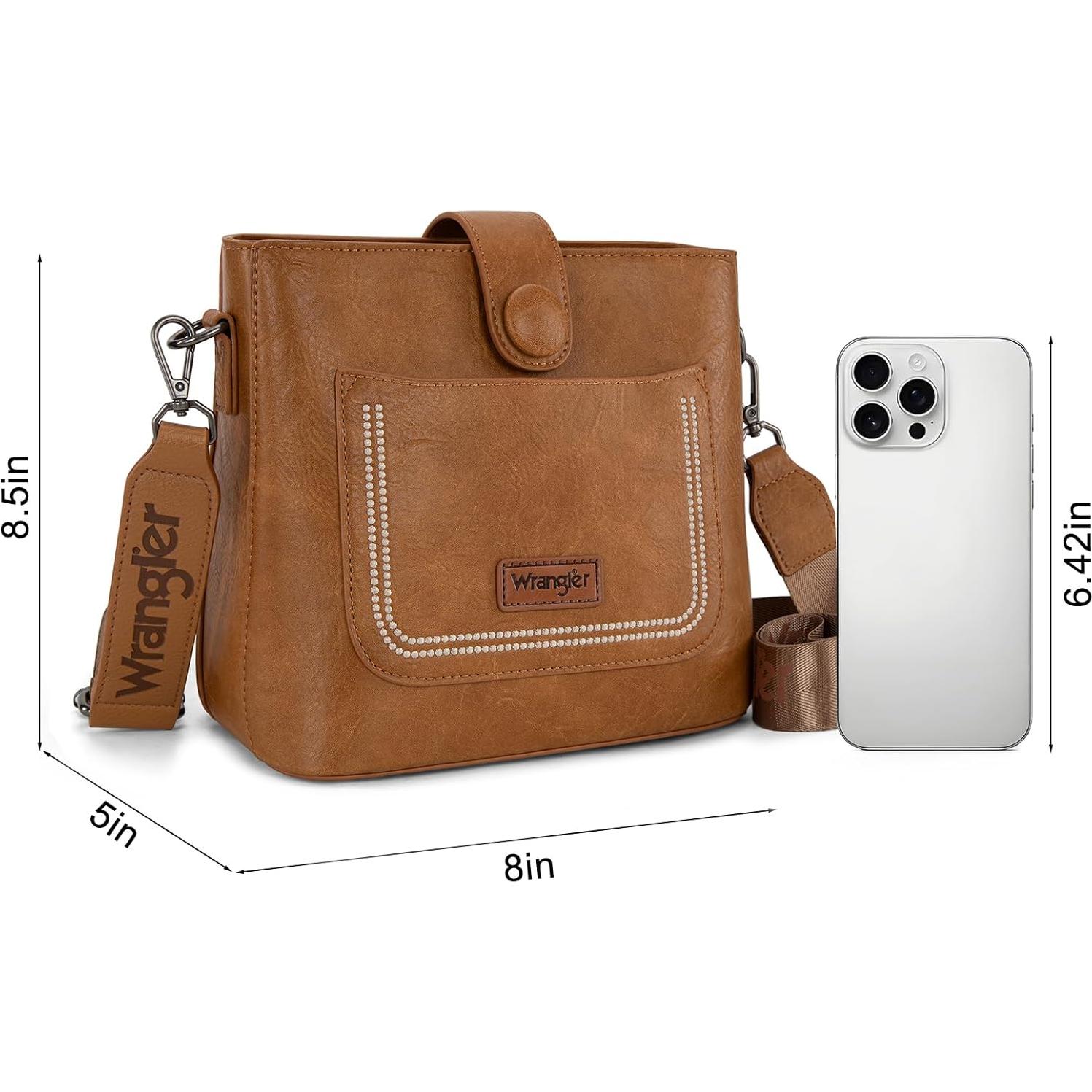 Bolso Cruzado Wrangler para Mujeres Marrón Claro 21.6x20.3cm