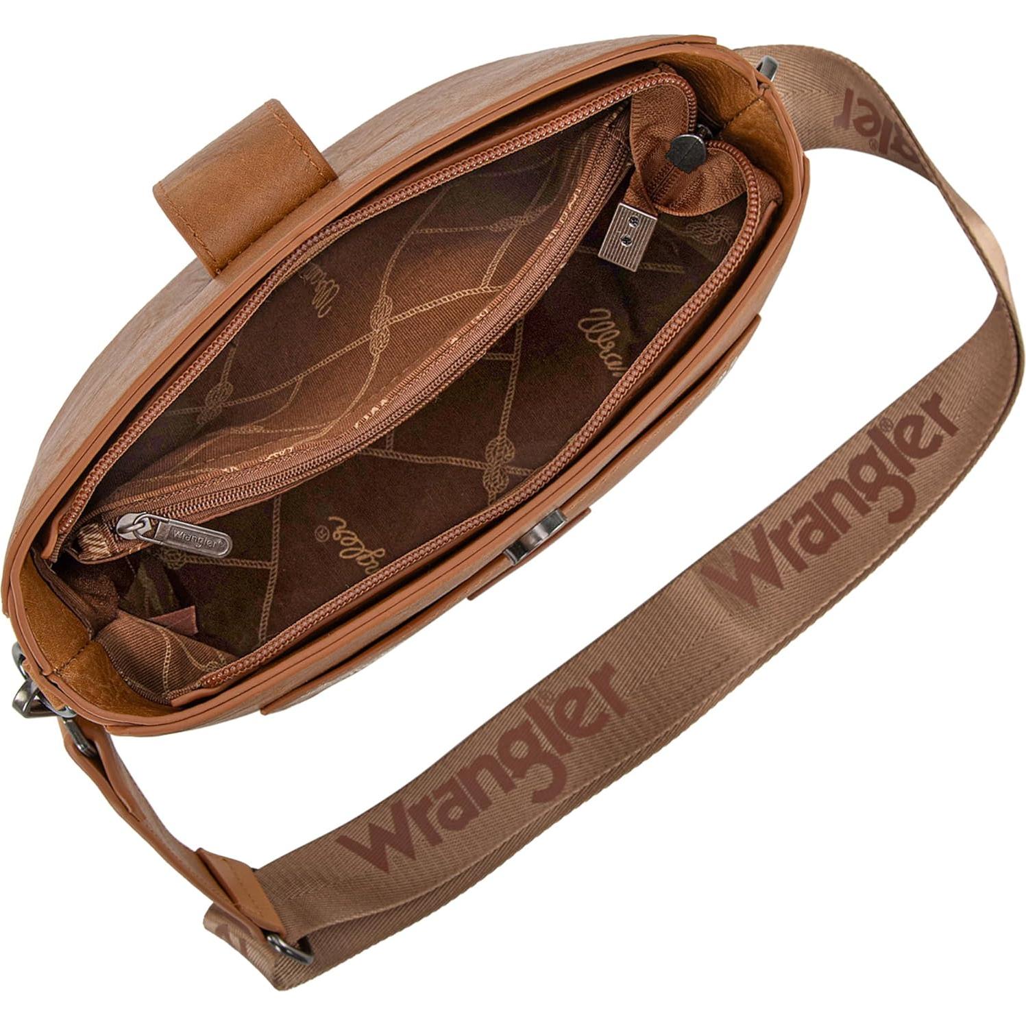 Bolso Cruzado Wrangler para Mujeres Marrón Claro 21.6x20.3cm