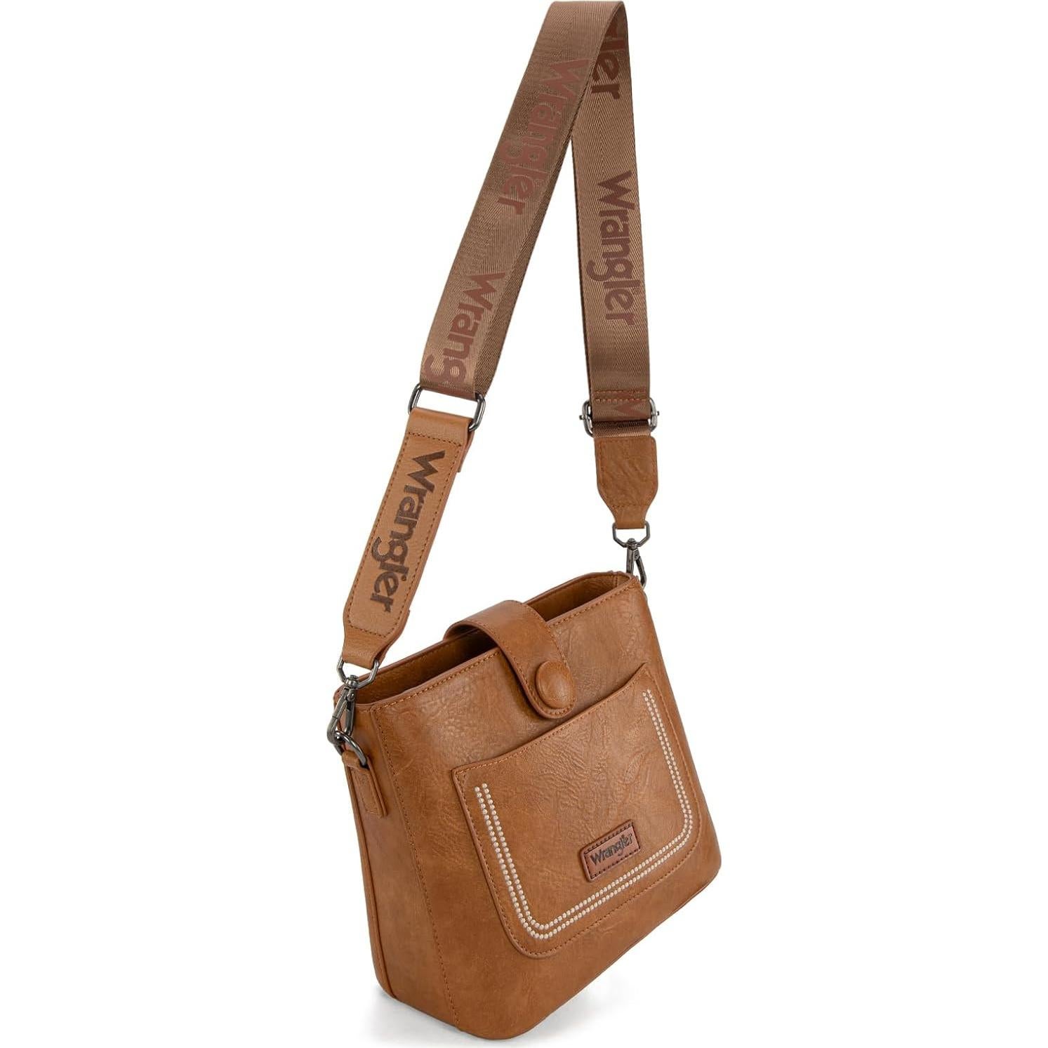 Bolso Cruzado Wrangler para Mujeres Marrón Claro 21.6x20.3cm