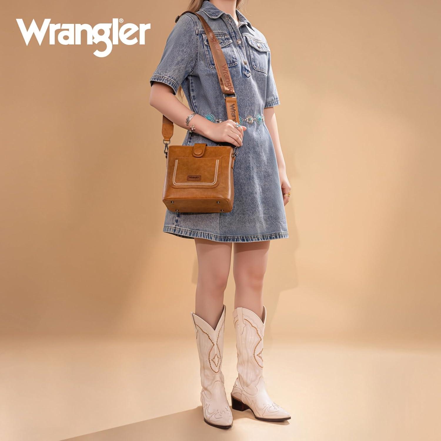 Bolso Cruzado Wrangler para Mujeres Marrón Claro 21.6x20.3cm