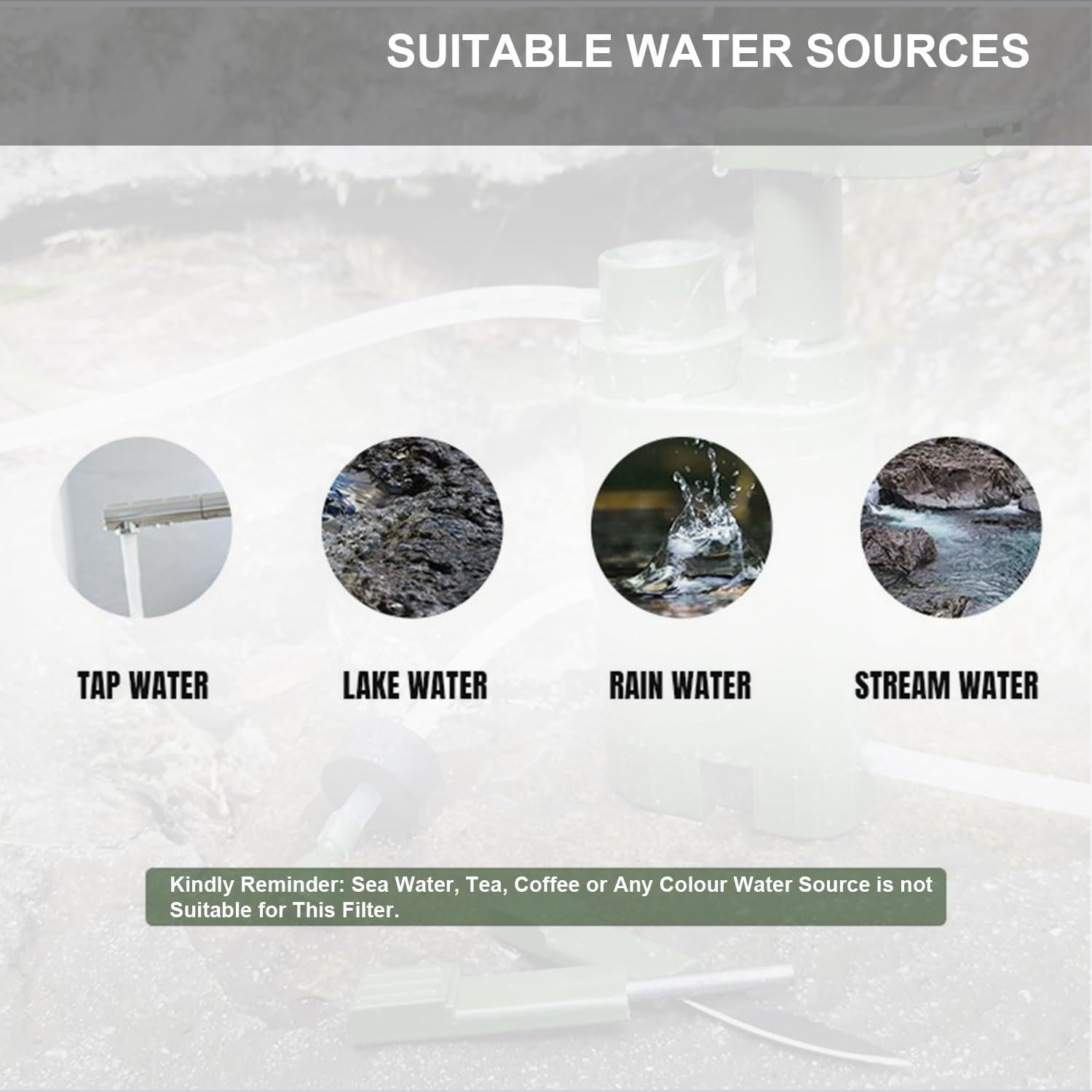 Filtro de Agua Portátil EmbraceYe para Supervivencia 2000L