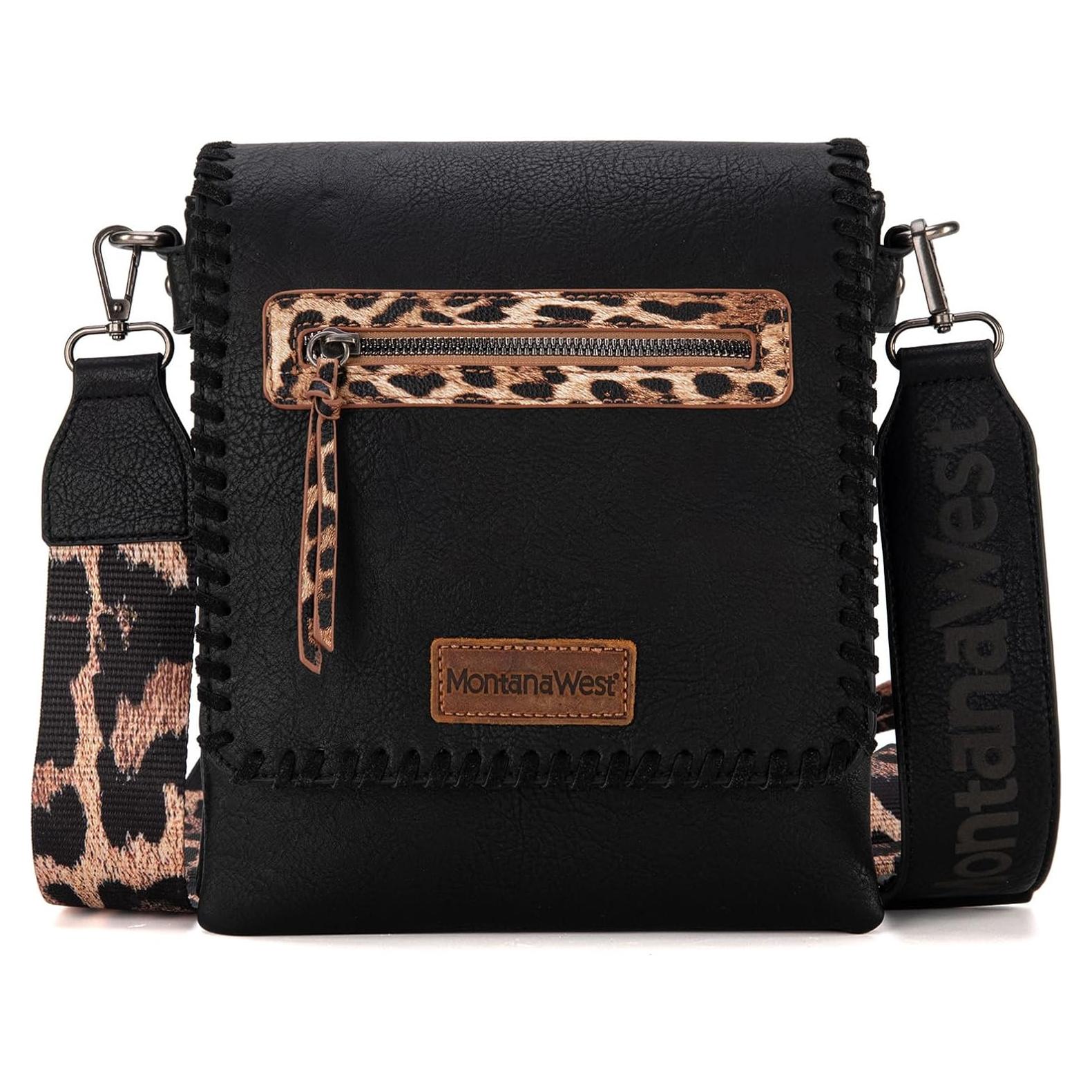 Bolso Cruzado Montana West para Mujeres - Cuero Vegano Negro