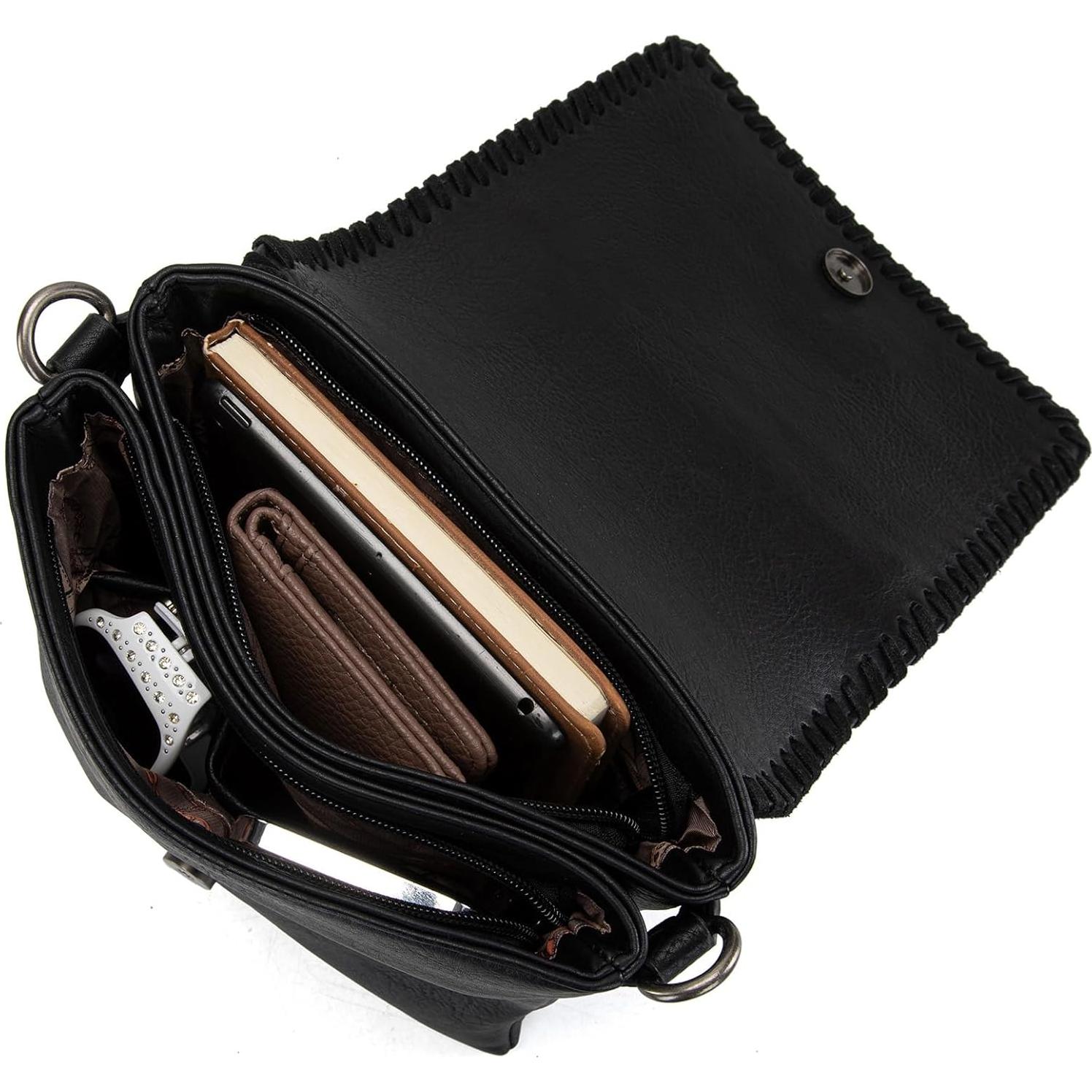 Bolso Cruzado Montana West para Mujeres - Cuero Vegano Negro