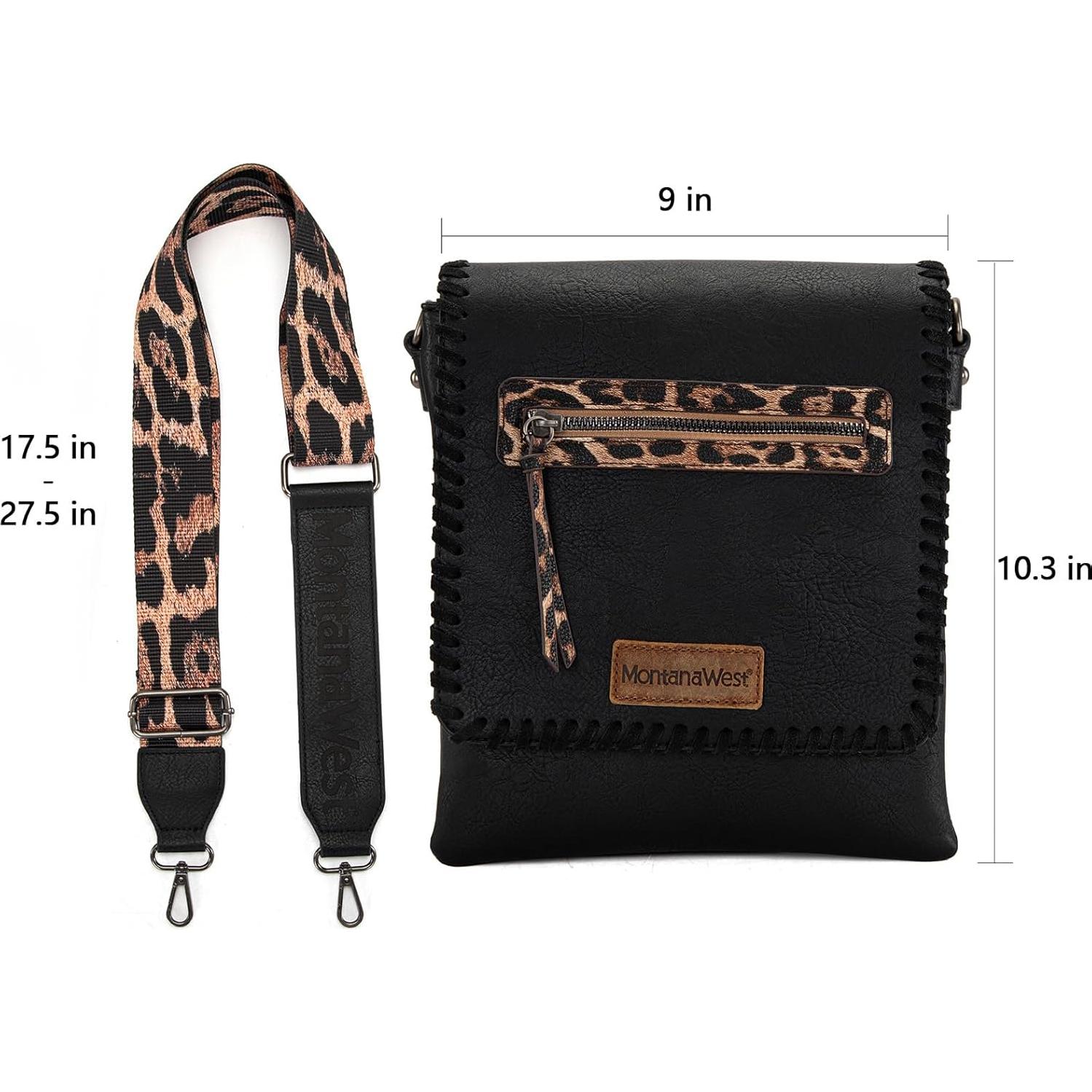 Bolso Cruzado Montana West para Mujeres - Cuero Vegano Negro