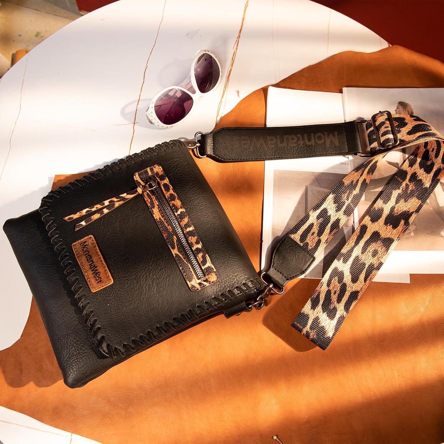 Bolso Cruzado Montana West para Mujeres - Cuero Vegano Negro