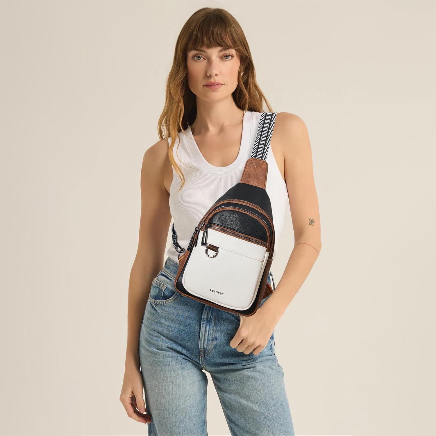 Bolsa Bandolera Cruzada Leresas de Cuero Vegano 7L