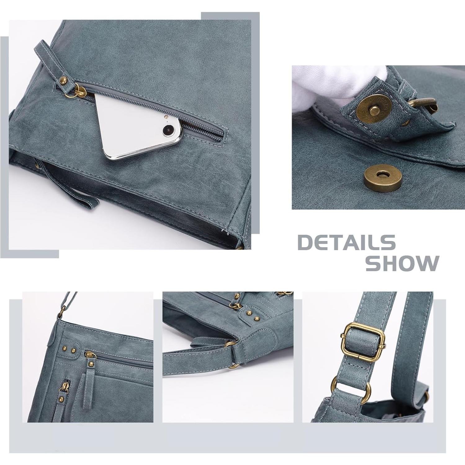 Bolso Cruzado KL928 de PU para Mujeres - Azul Pavo Real