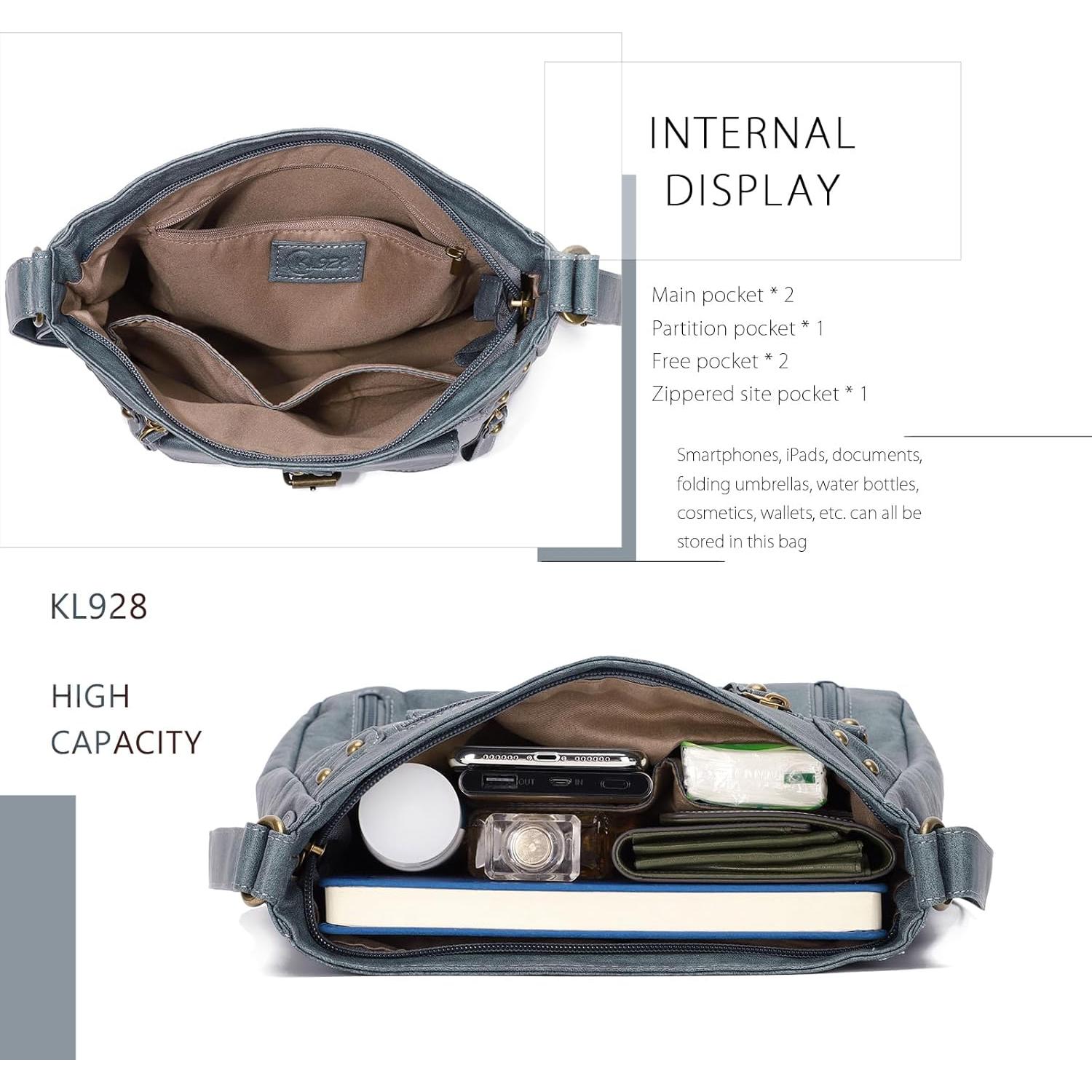 Bolso Cruzado KL928 de PU para Mujeres - Azul Pavo Real